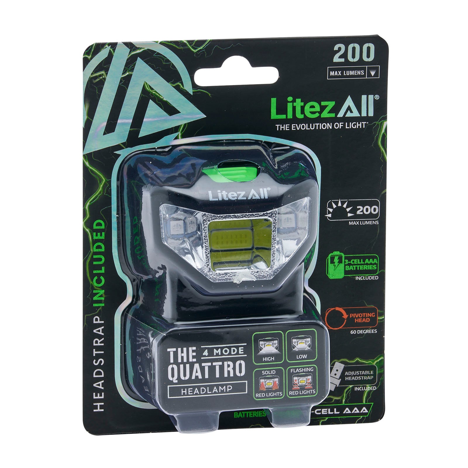 LitezAll® Quattro 4 Mode LED Head Lamp