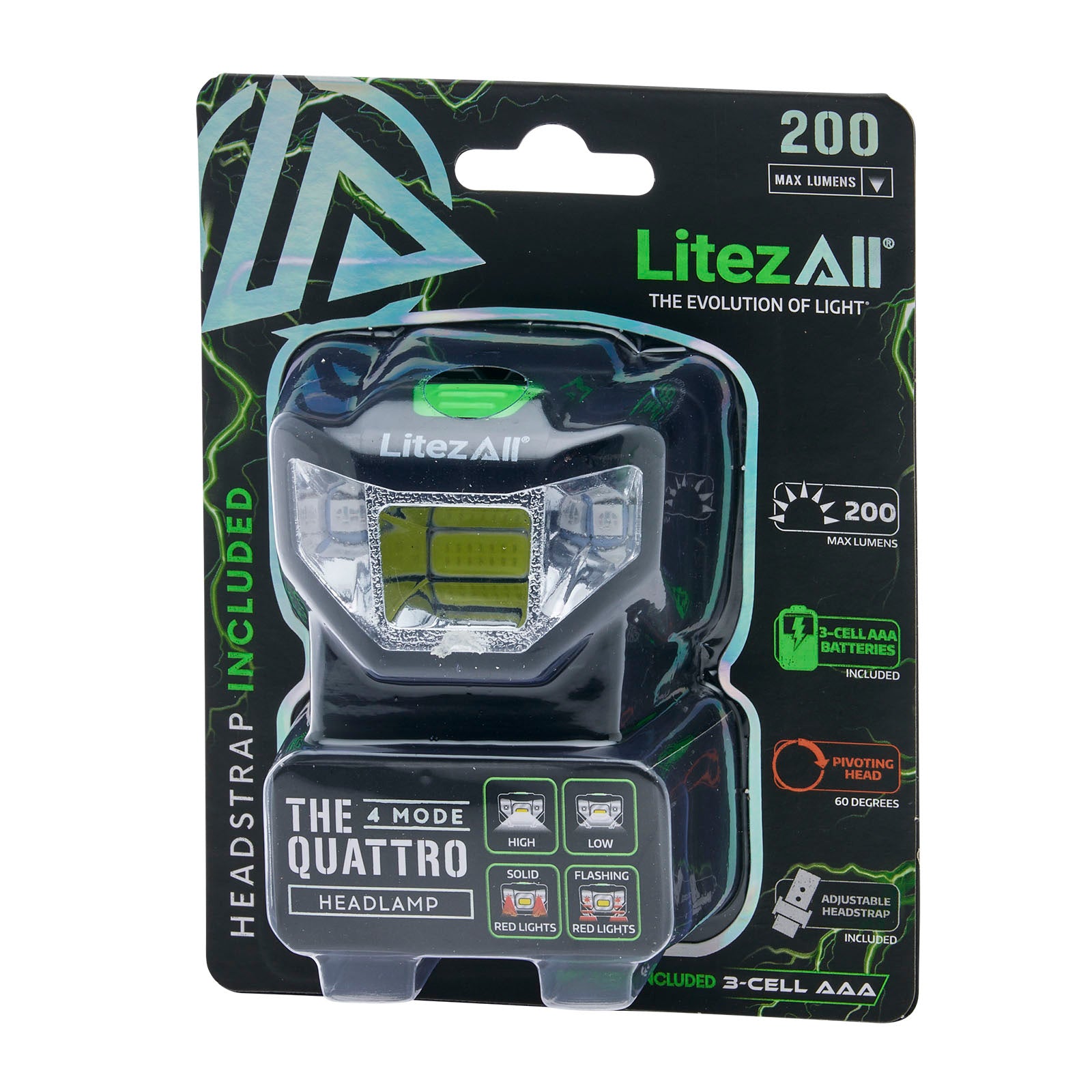 LitezAll® Quattro 4 Mode LED Head Lamp