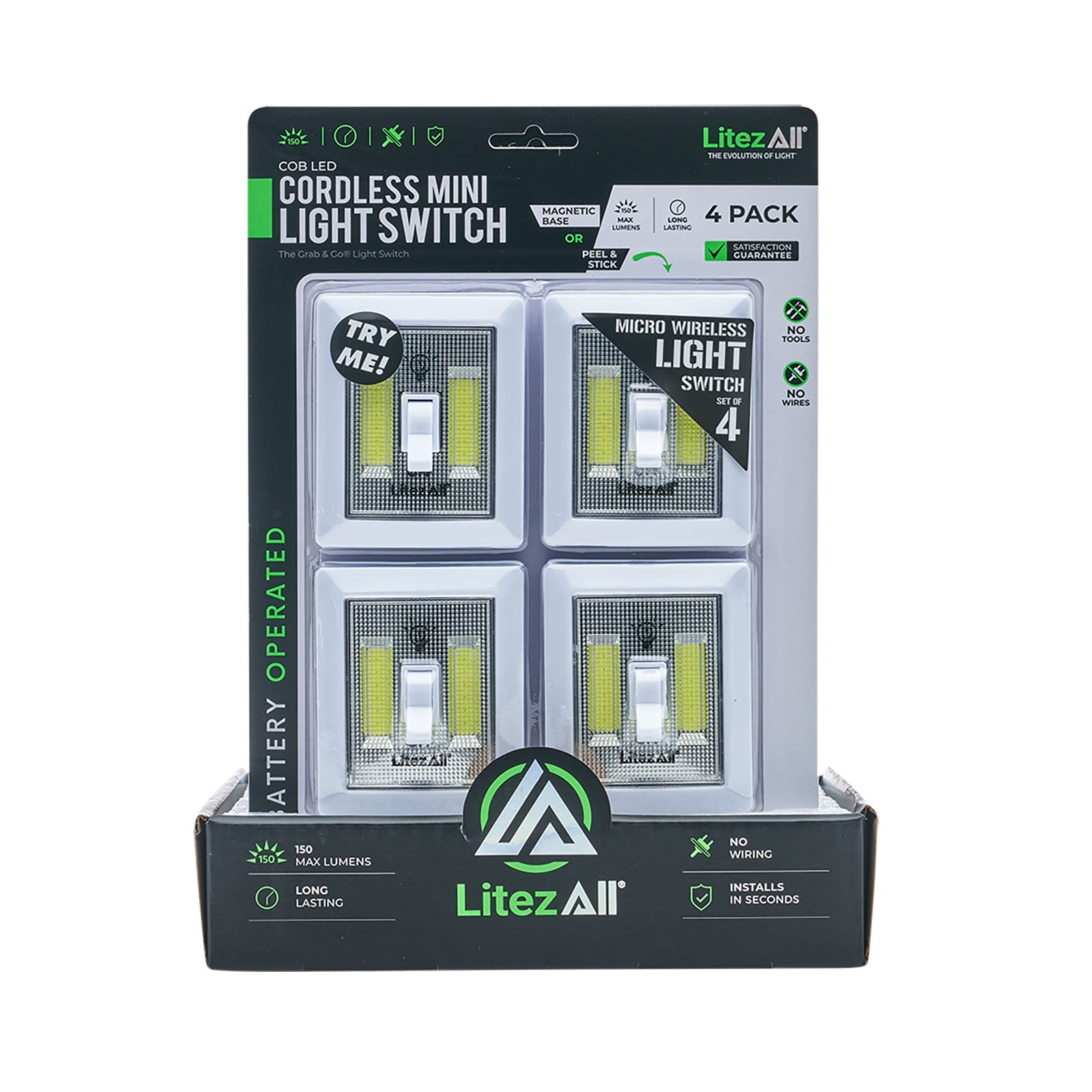 LitezAll® COB LED Wireless Mini Light Switch 4 Pack - LitezAll - 19