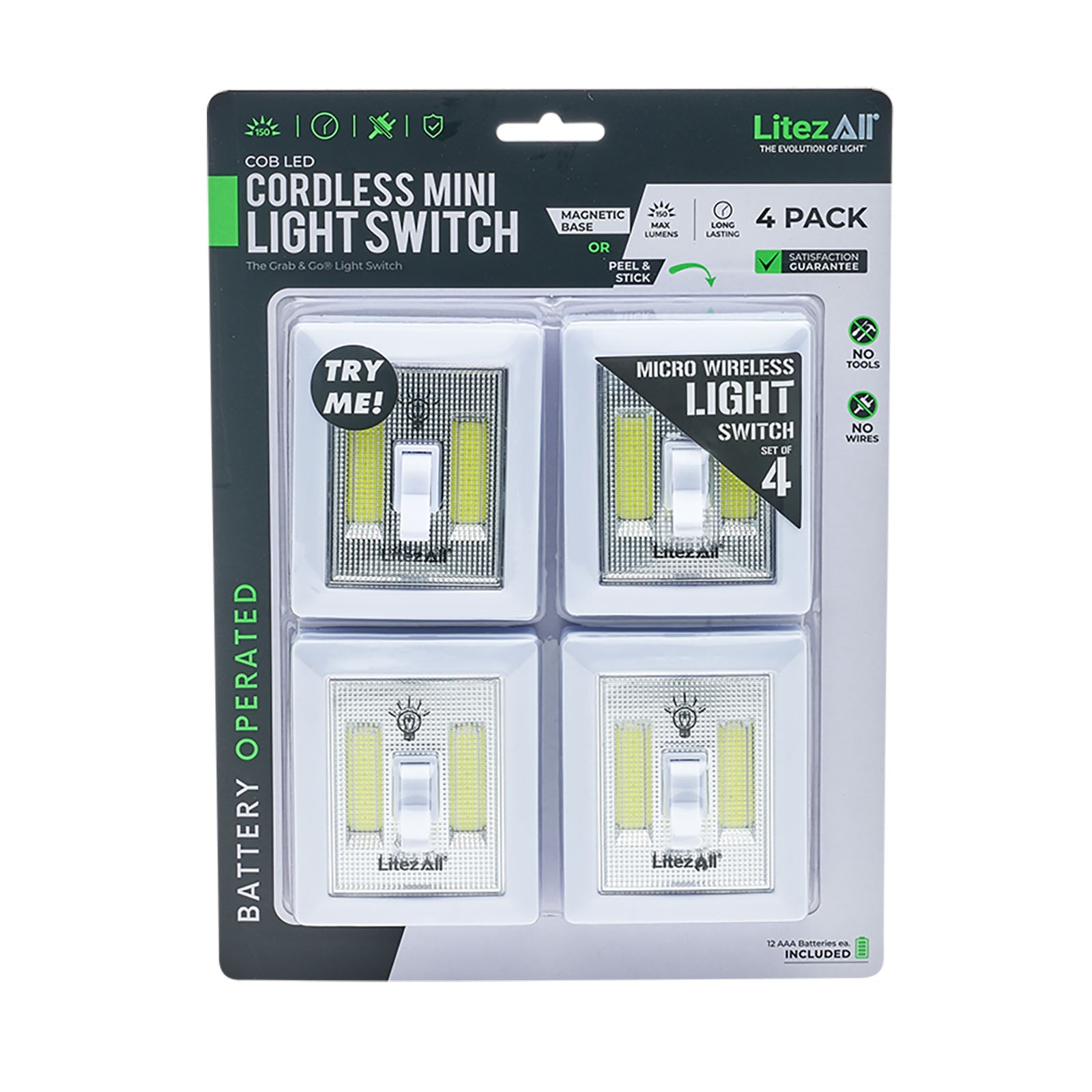 LitezAll® COB LED Wireless Mini Light Switch 4 Pack - LitezAll - 27
