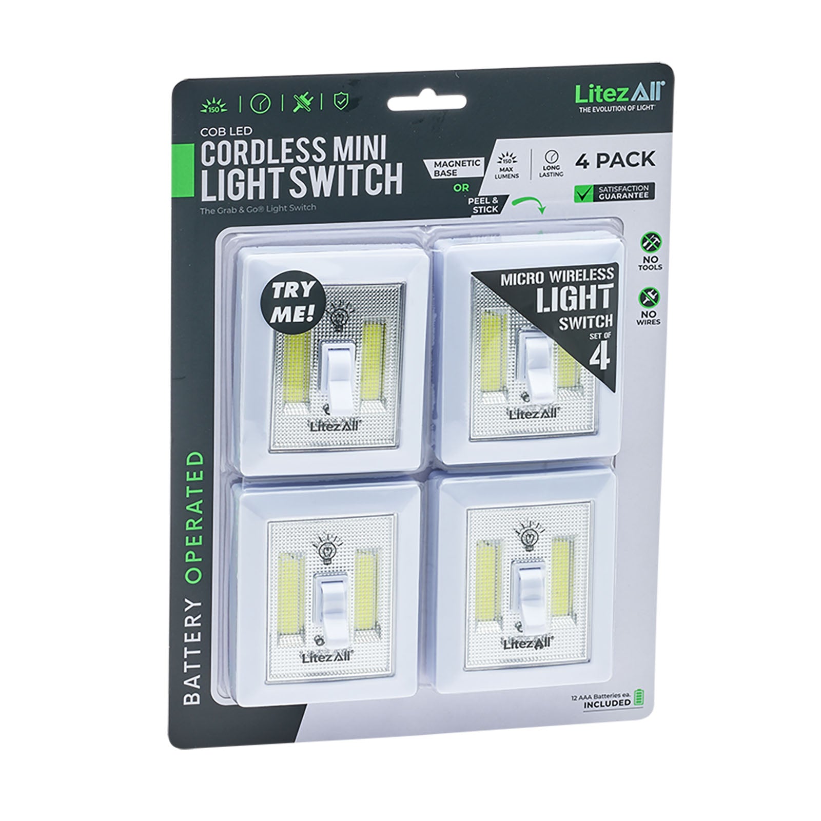 LitezAll® COB LED Wireless Mini Light Switch 4 Pack - LitezAll - 30