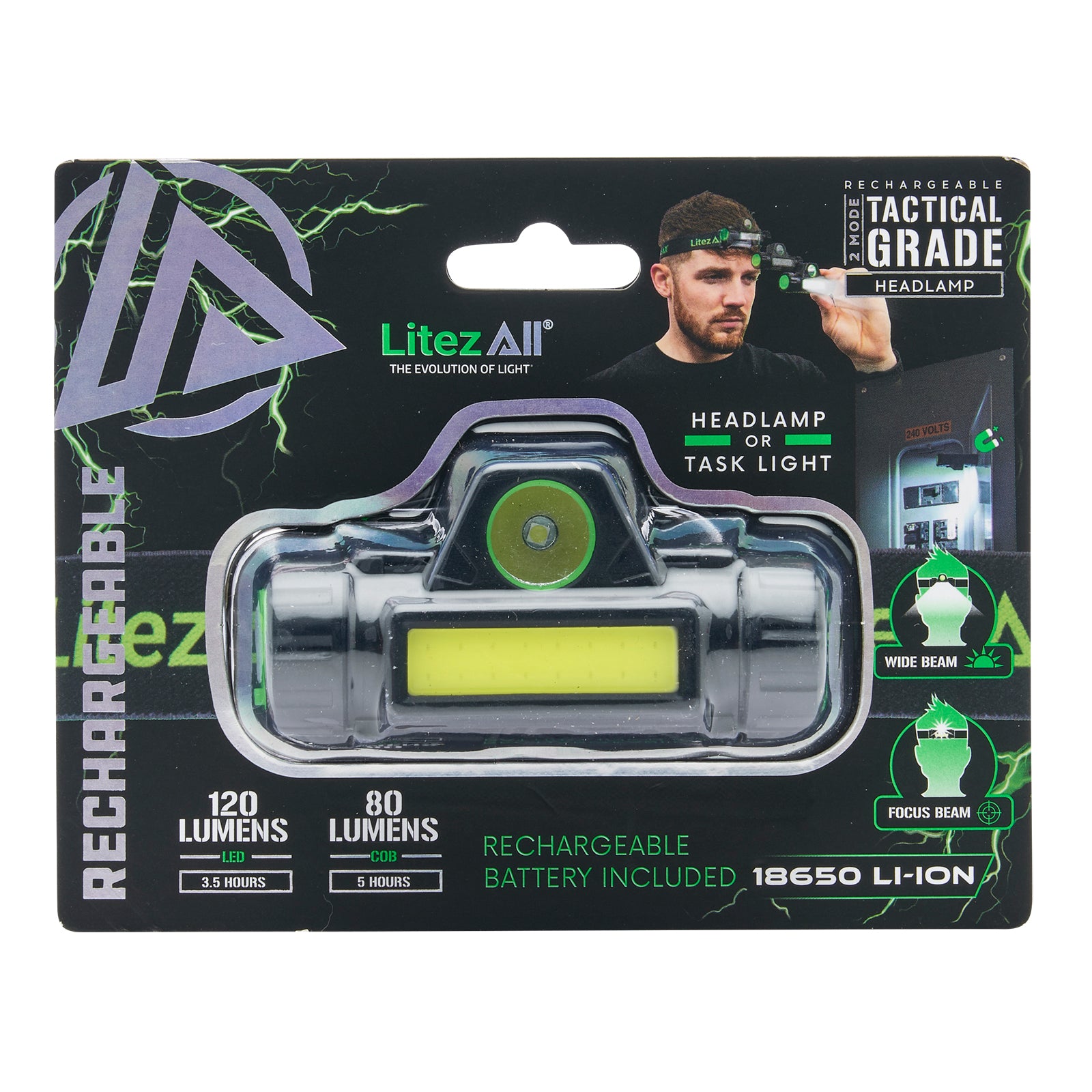 LitezAll® Rechargeable Dual Mode Headlamp