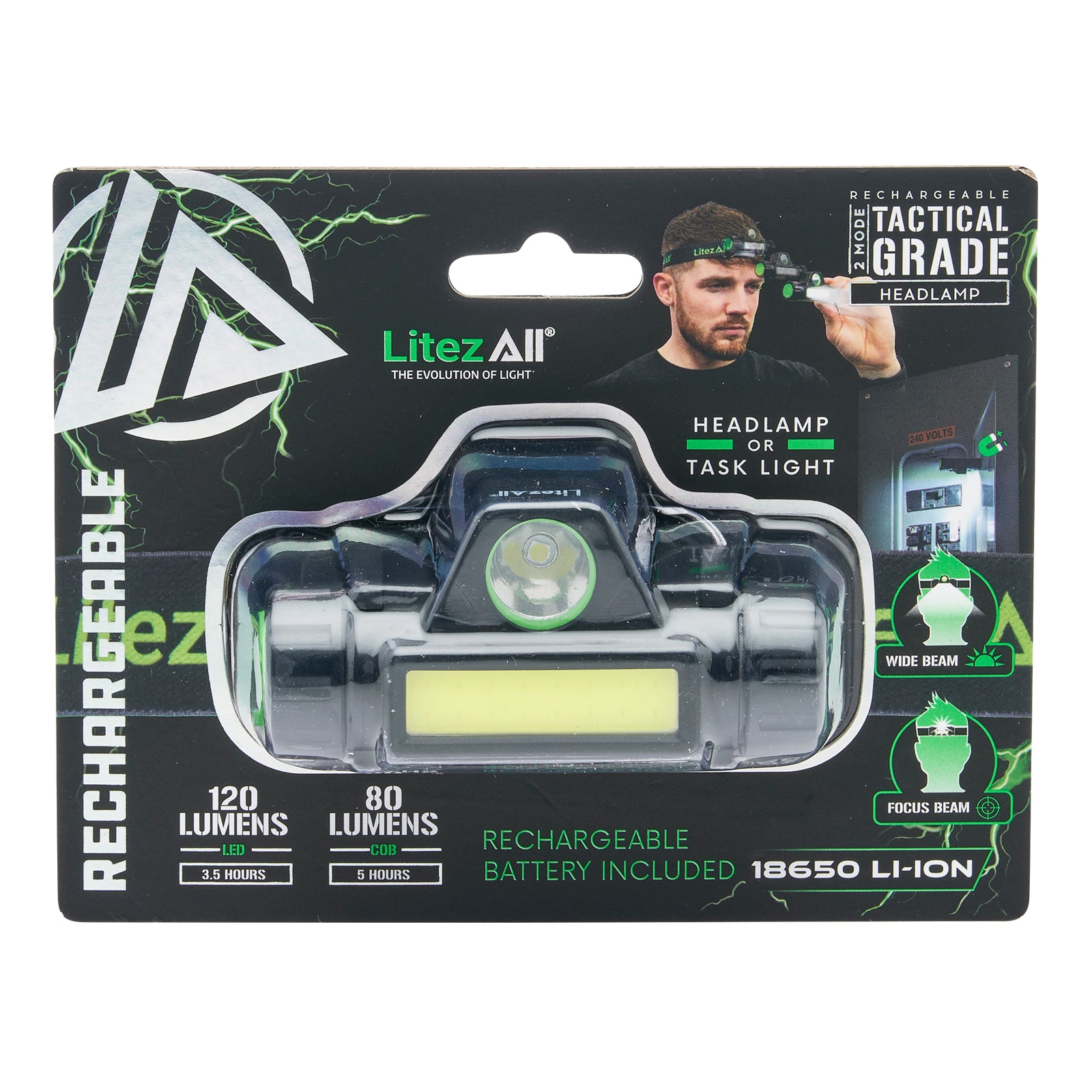 LitezAll® Rechargeable Dual Mode Headlamp