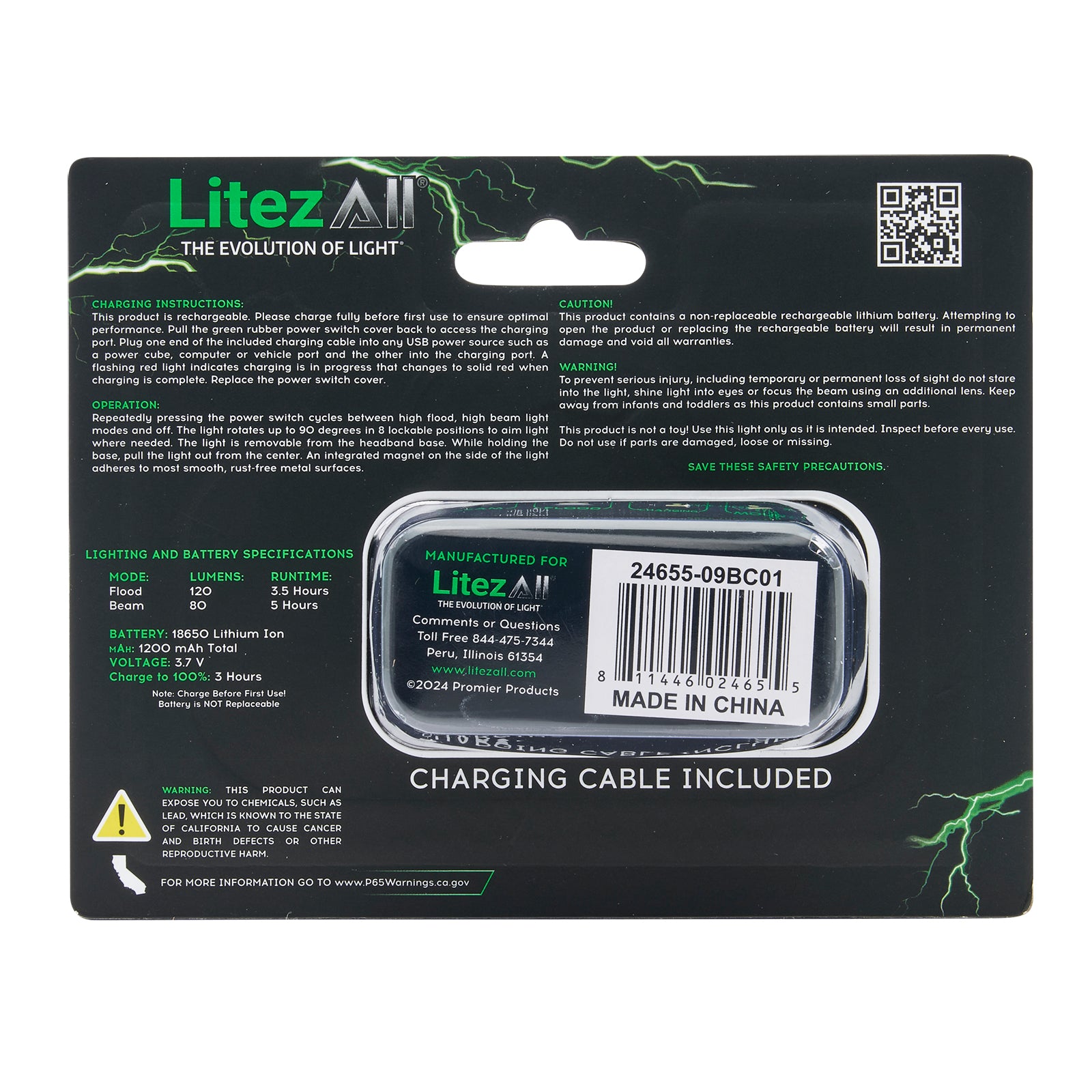 LitezAll® Rechargeable Dual Mode Headlamp