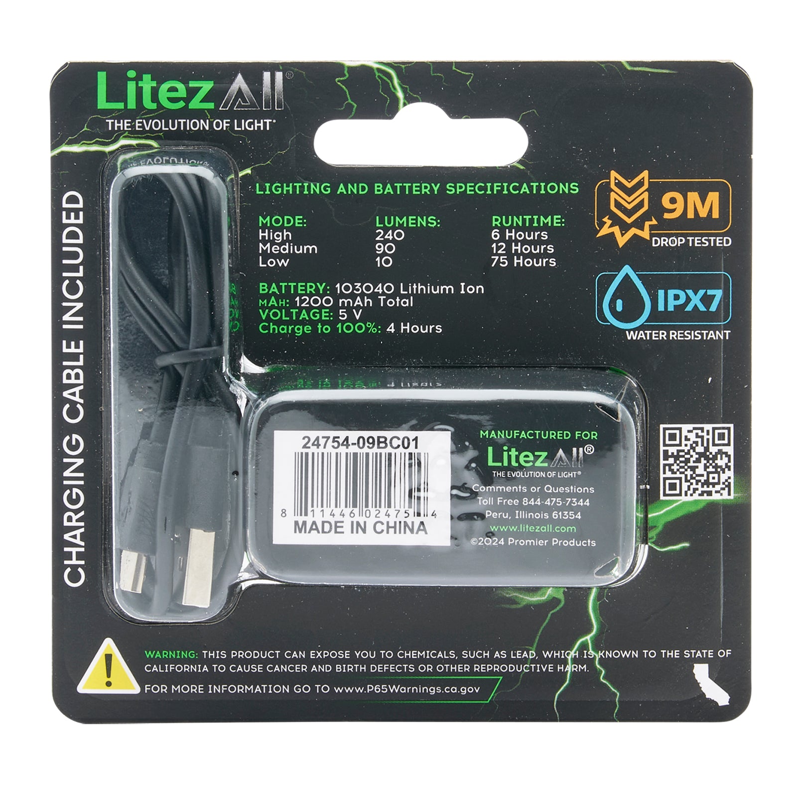 LitezAll® Nearly Invincible®™ Rechargeable Head Lamp