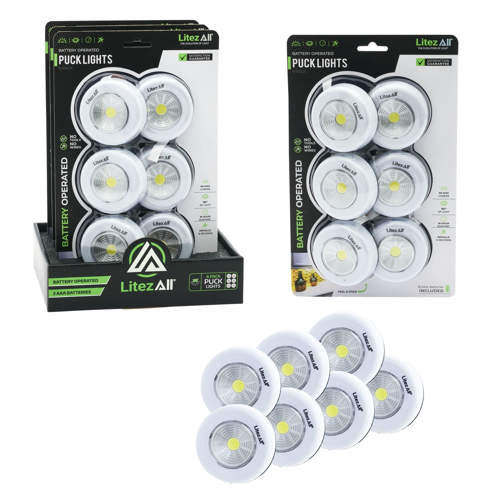LitezAll LED Puck Light 6 Pack - LitezAll - 1
