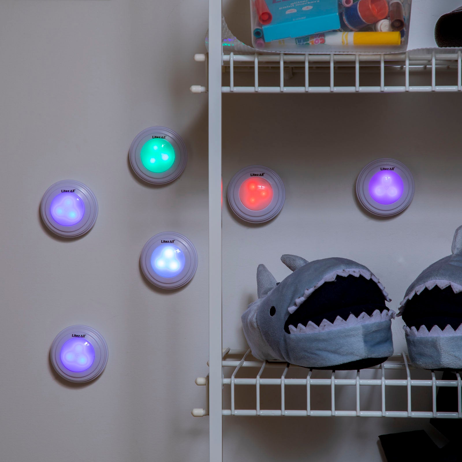 LitezAll® RGB Remote Controlled Puck Light 6 Pack