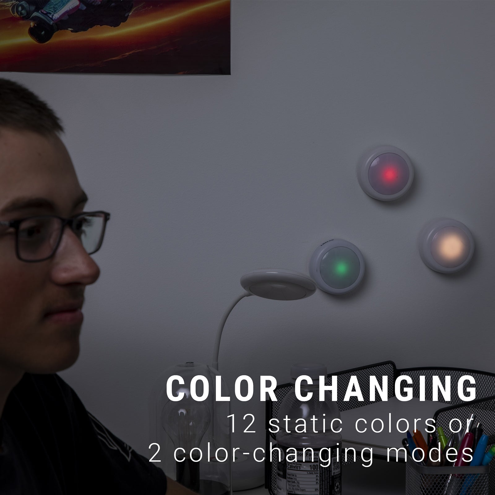 LitezAll® Remote Control RGB Puck Lights 3 Pack - LitezAll - Home Accents - 4