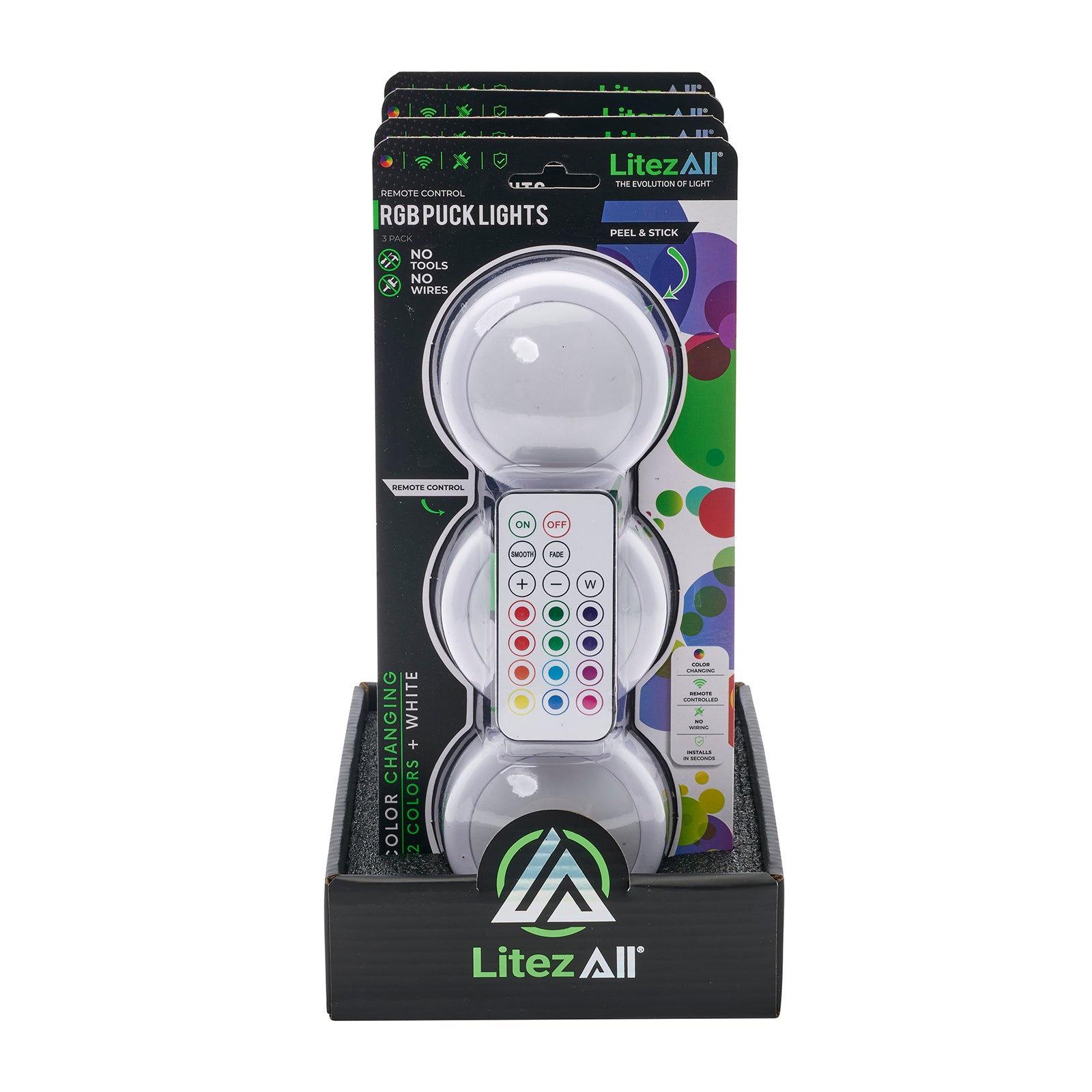 LitezAll RGB Large Puck Light 3pk w/ Remote - LitezAll - Home Accent - 27