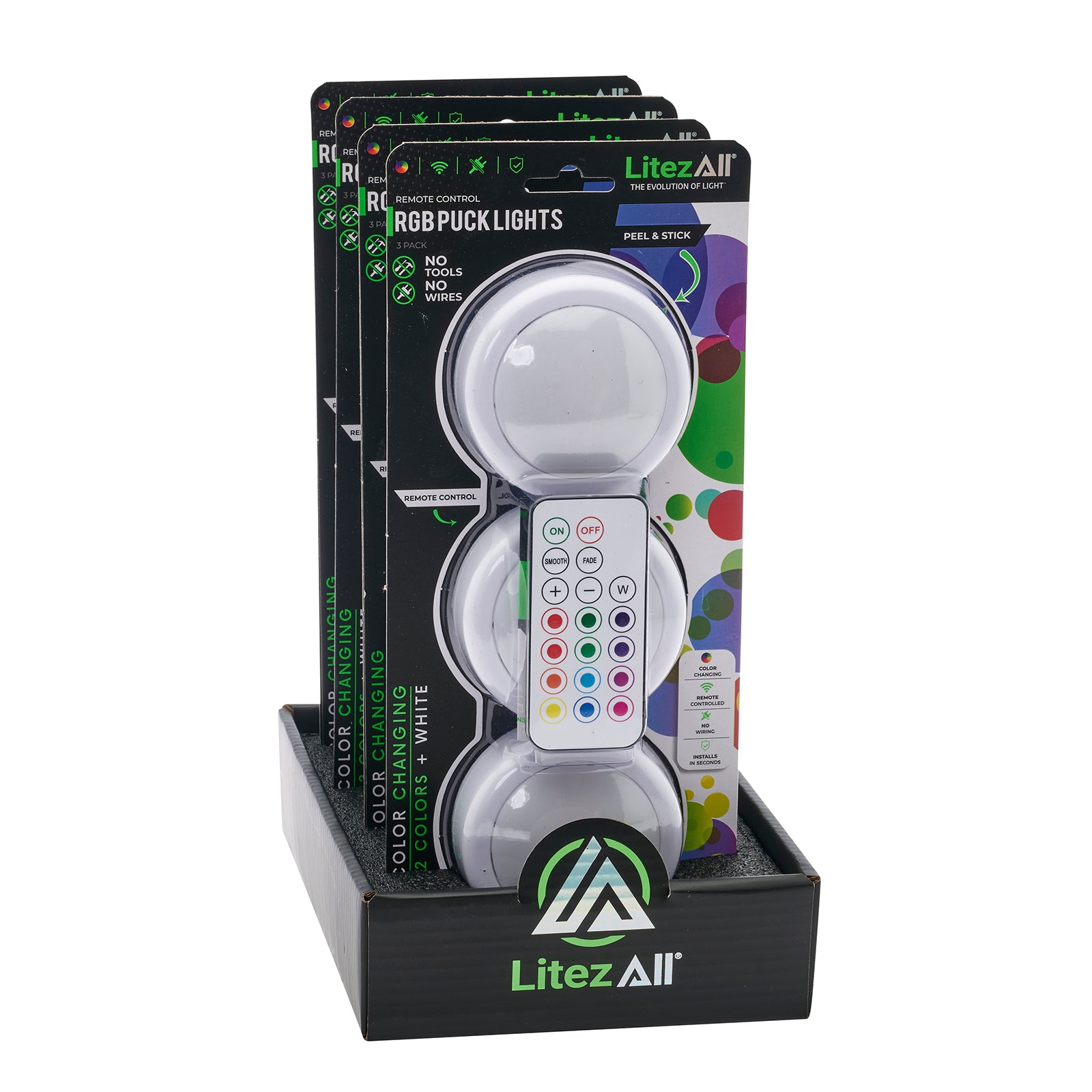 LitezAll RGB Large Puck Light 3pk w/ Remote - LitezAll - Home Accent - 28