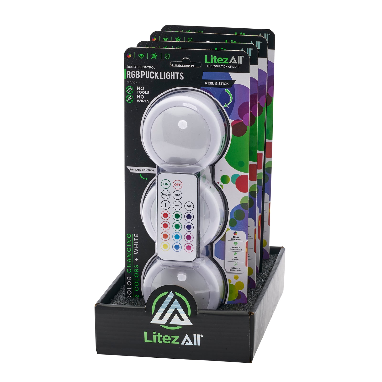 LitezAll RGB Large Puck Light 3pk w/ Remote - LitezAll - Home Accent - 29