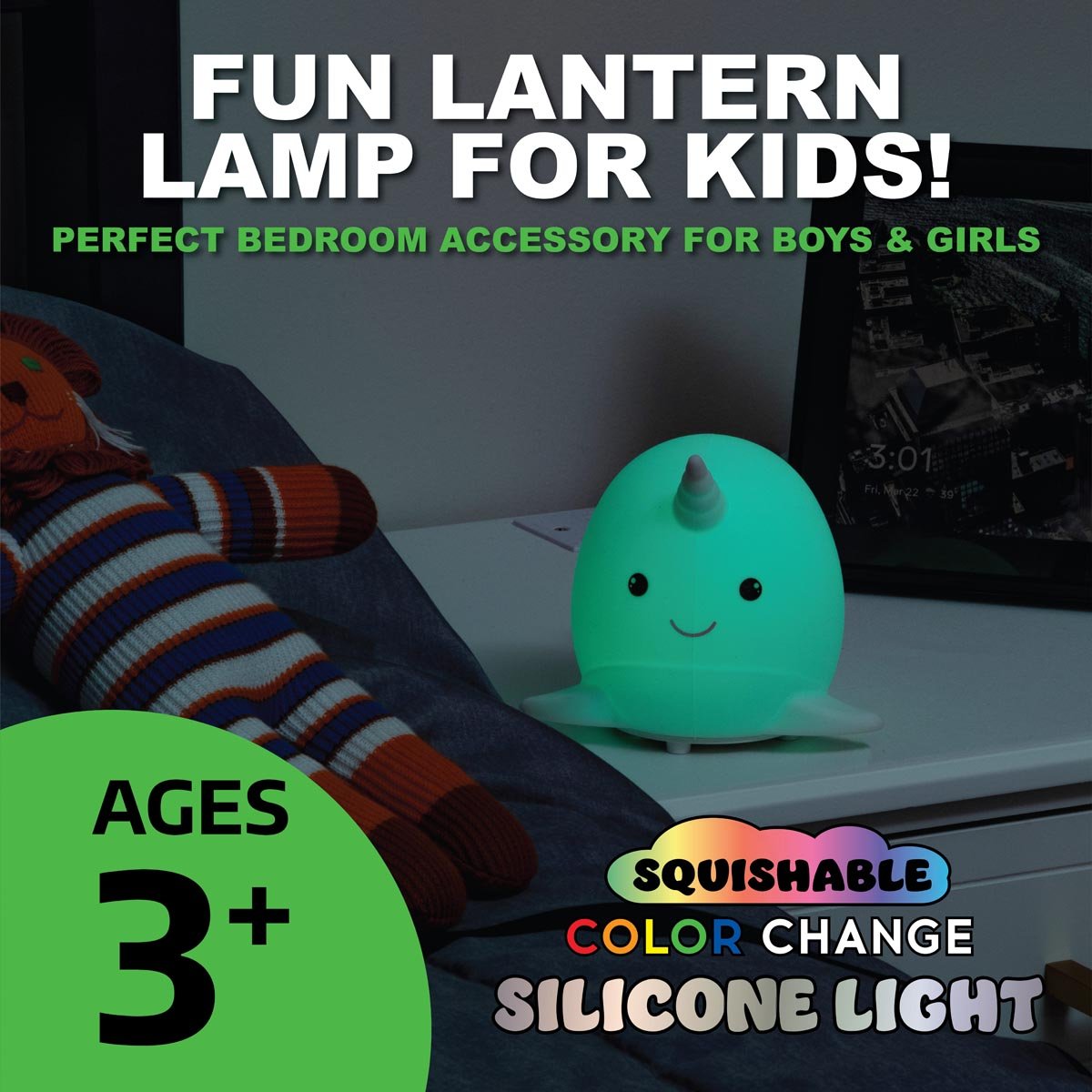 LitezAll® Narwhal Squishable Color Changing Silicone Lantern - LitezAll - Lanterns - 3