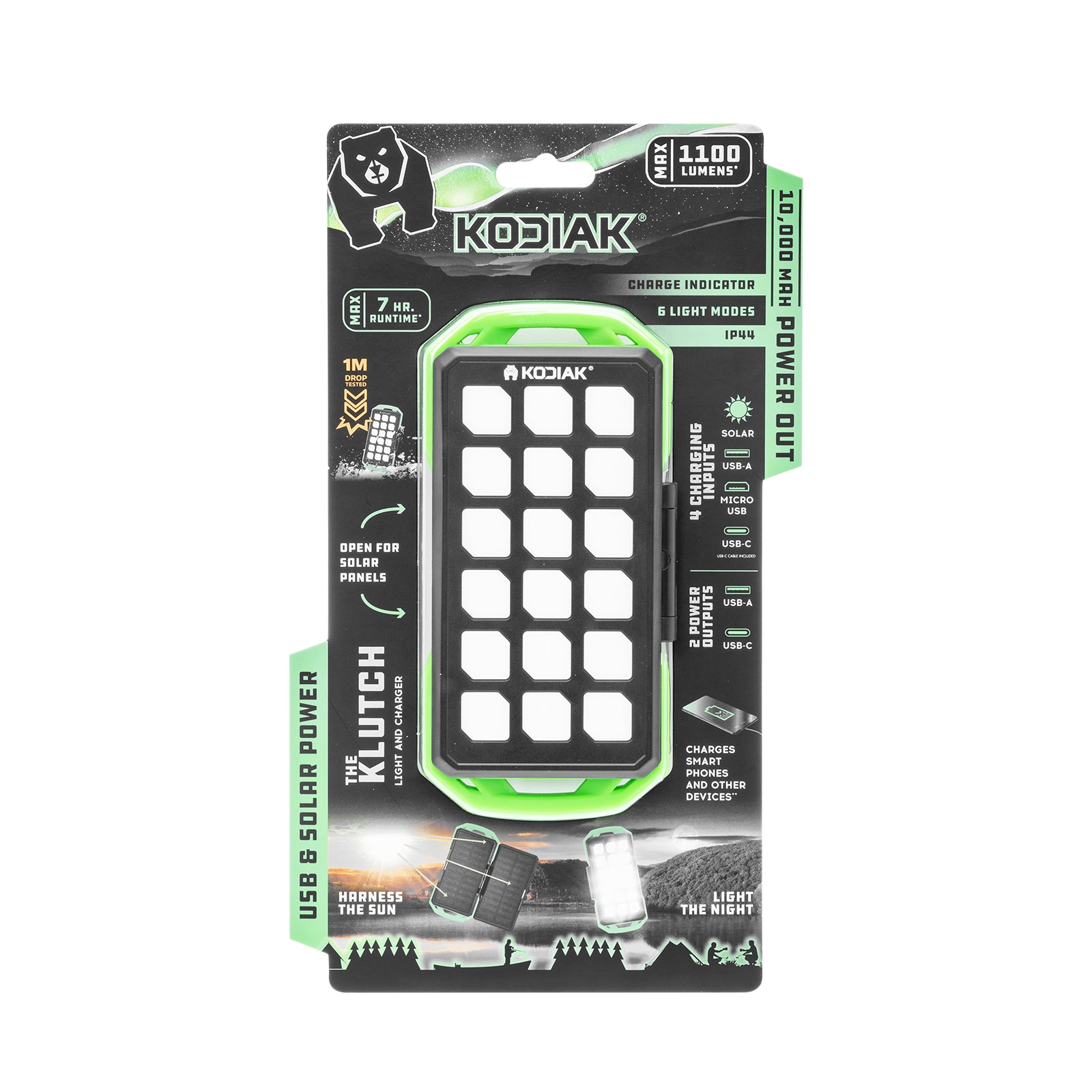 Kodiak® Klutch 10000 mAh Power Bank with USB or Solar Charging and 1000 Lumen Work Light - LitezAll - Work Lights - 22