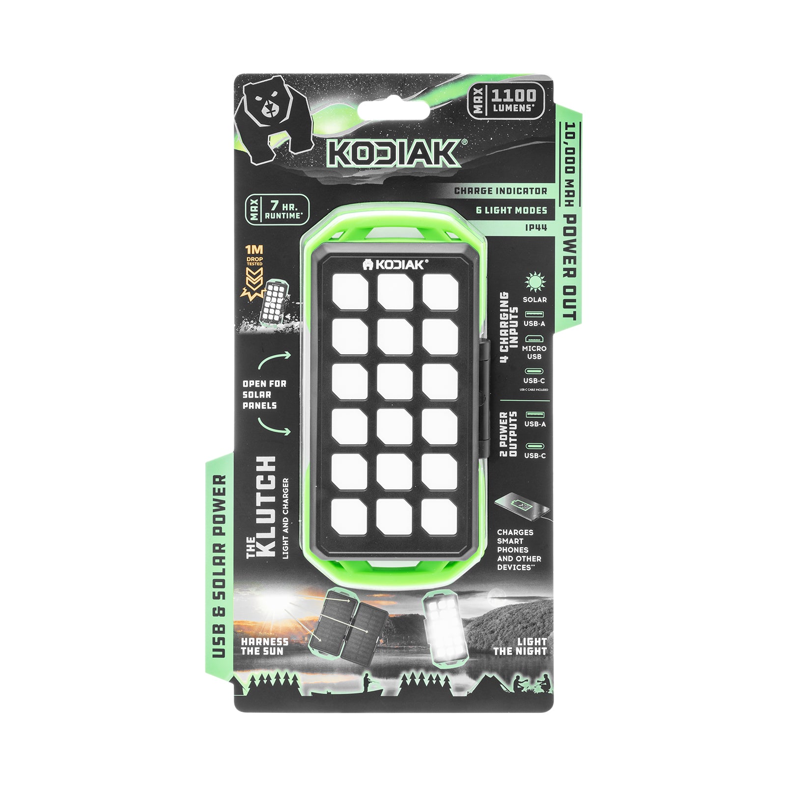 Kodiak® Klutch 10000 mAh Power Bank with USB or Solar Charging and 1000 Lumen Work Light - LitezAll - Work Lights - 23