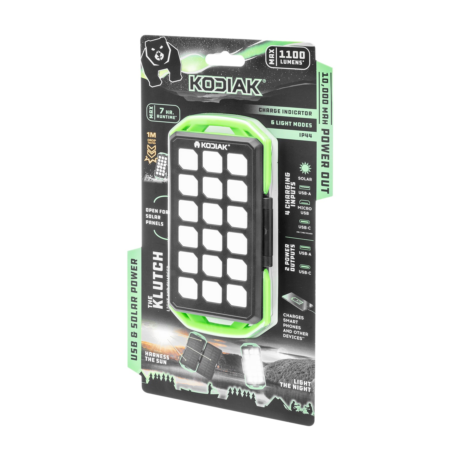 Kodiak® Klutch 10000 mAh Power Bank with USB or Solar Charging and 1000 Lumen Work Light - LitezAll - Work Lights - 25