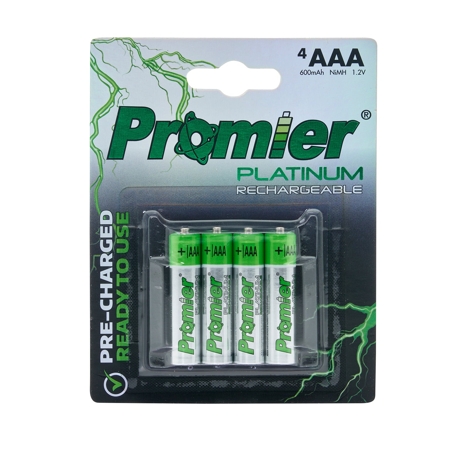 Promier® Platinum AAA Rechargeable Ni-Mh Battery 4 Pack