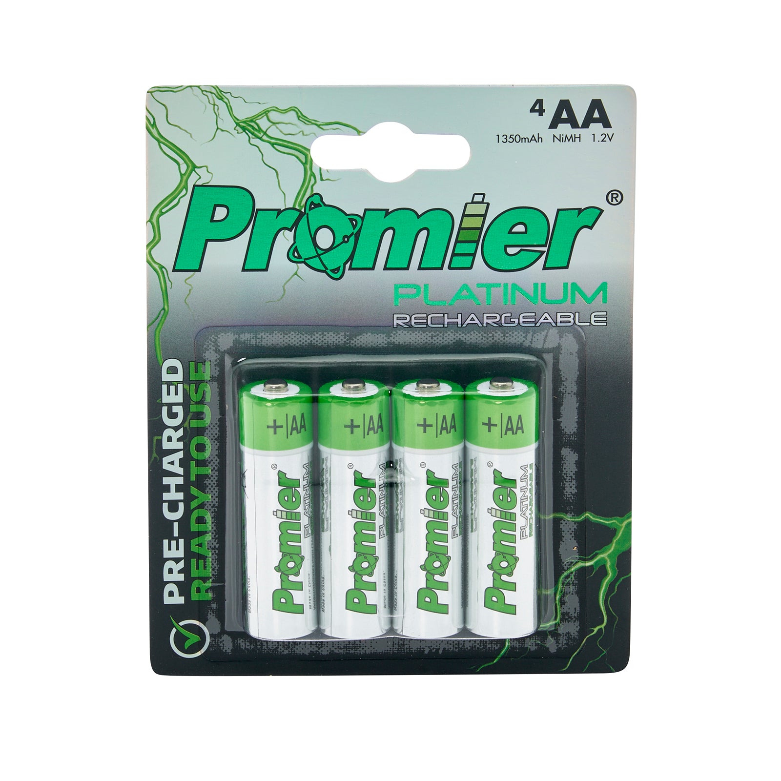 Promier® Platinum AA Rechargeable Ni-Mh Battery 4 Pack