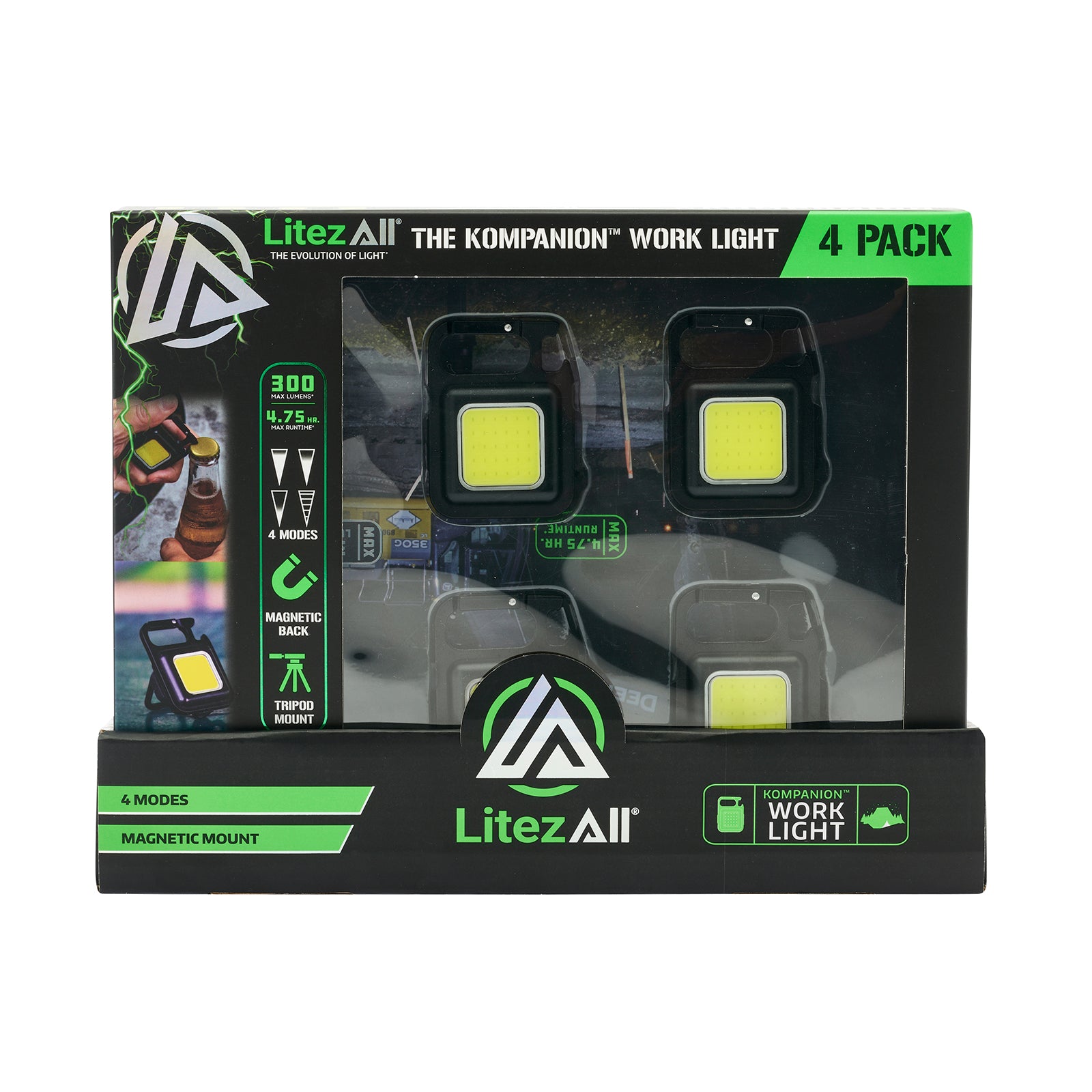 LitezAll Rechargeable 300 Lumen Kompanion 4 - Pack Gift Box - LitezAll - Work Lights - 49