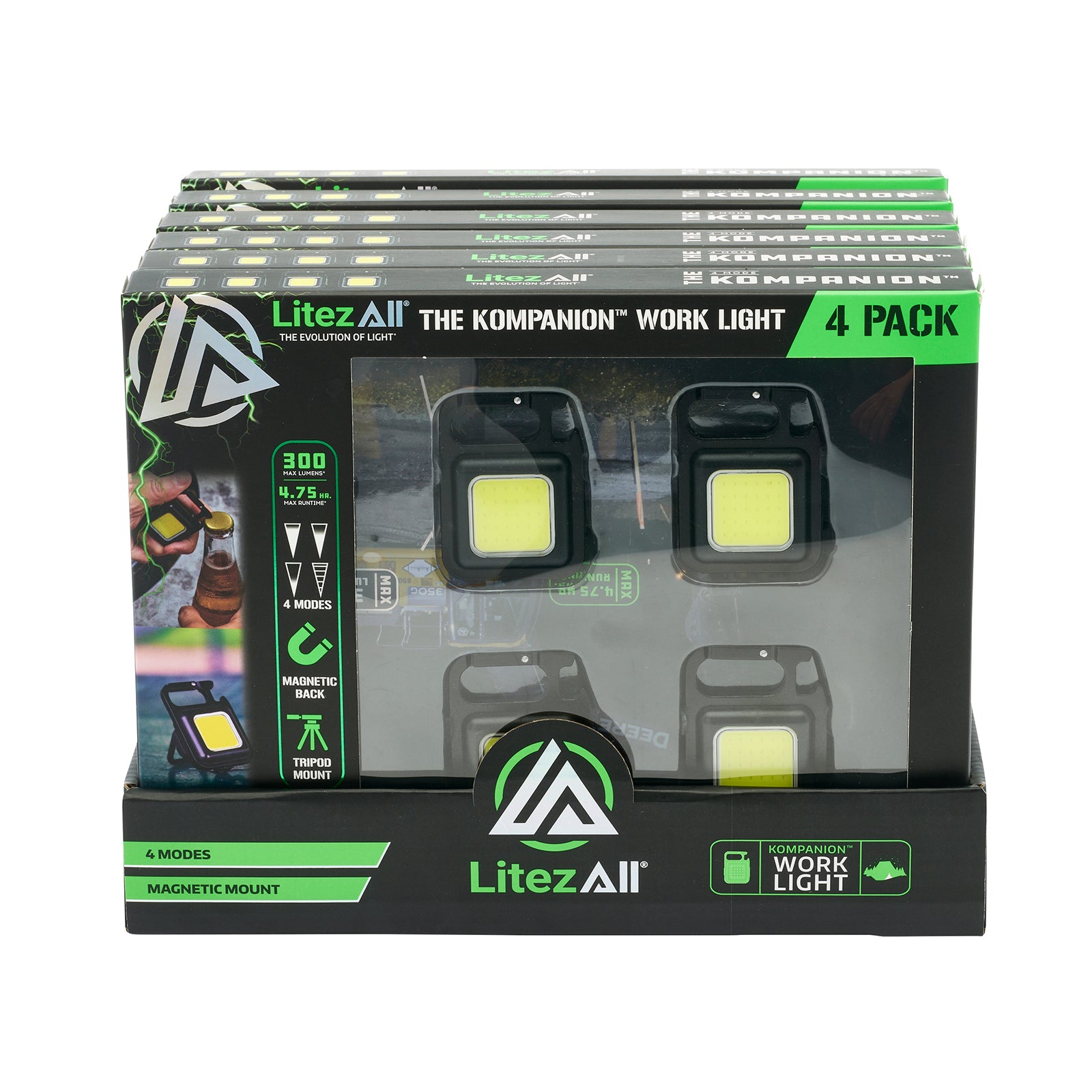 LitezAll Rechargeable 300 Lumen Kompanion 4 - Pack Gift Box - LitezAll - Work Lights - 50