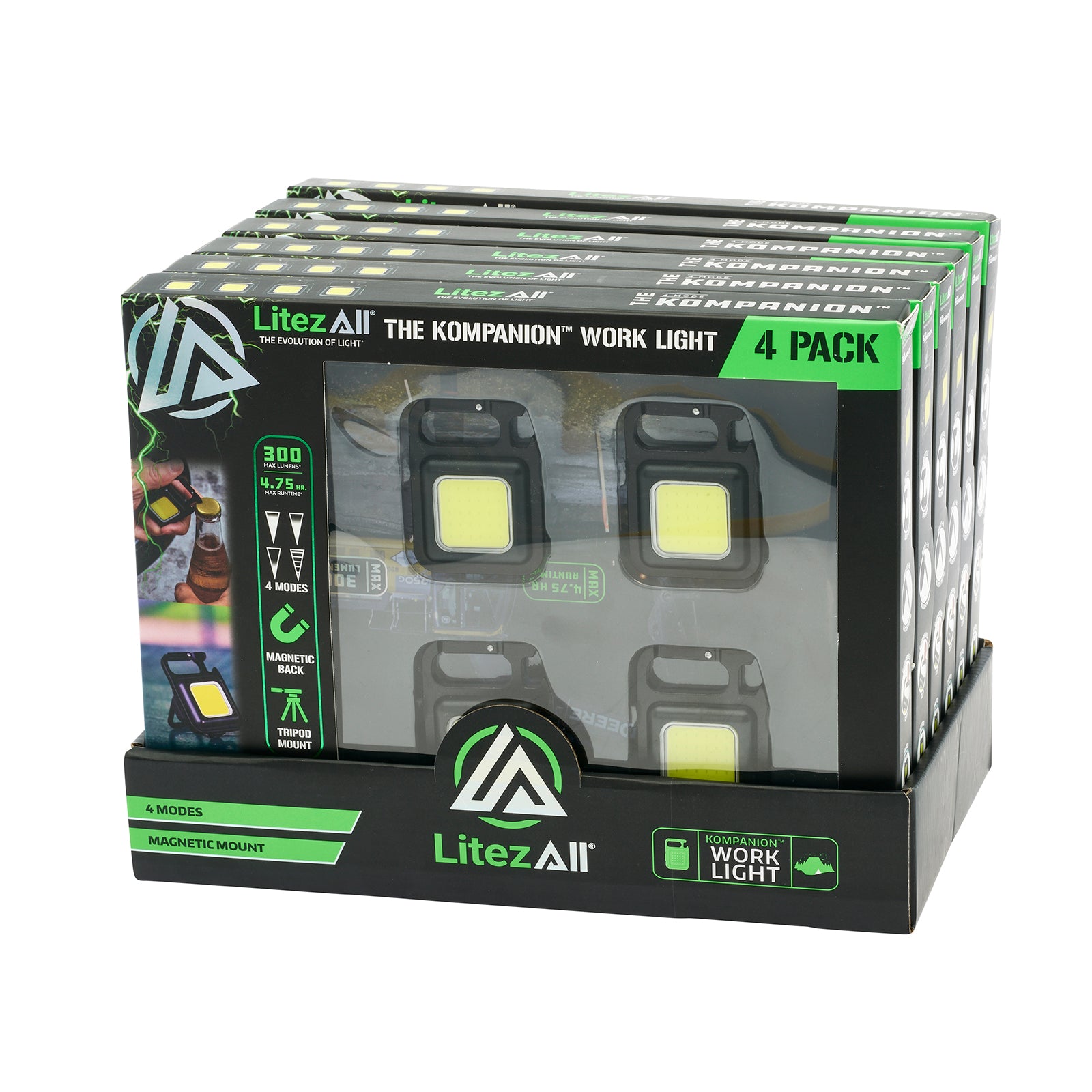 LitezAll Rechargeable 300 Lumen Kompanion 4 - Pack Gift Box - LitezAll - Work Lights - 52