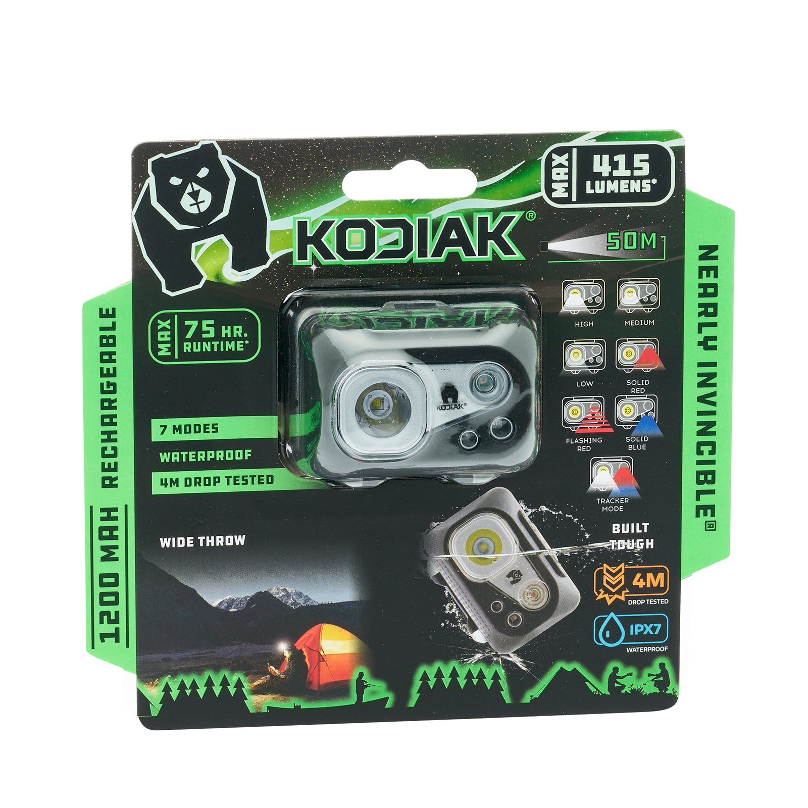 Kodiak® Rechargeable 415 Lumen Nearly Invincible Waterproof Headlamp - LitezAll - Headlamps - 30