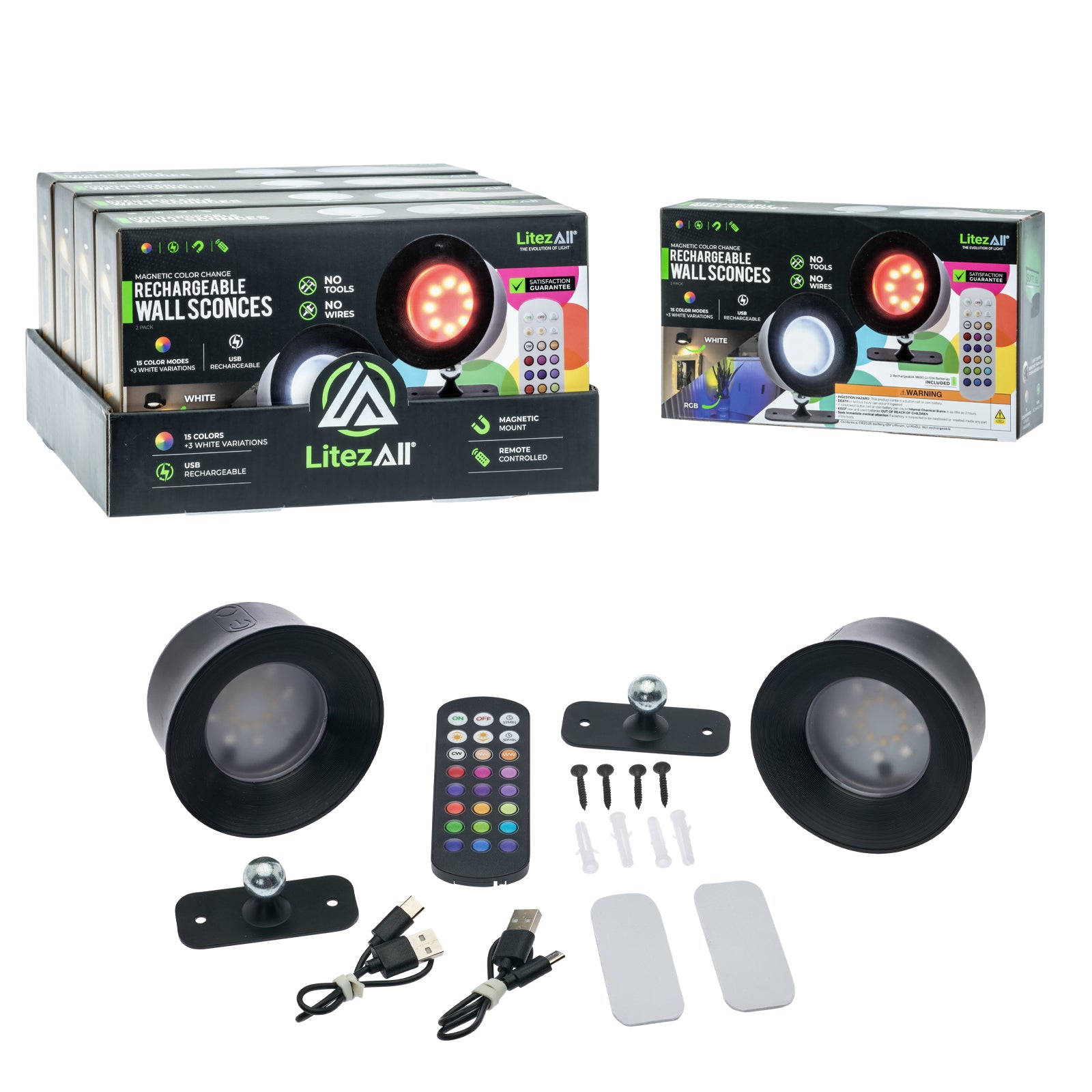 LitezAll® Rechargeable Remote Controlled Wall Sconces - LitezAll - Home Accents - 1