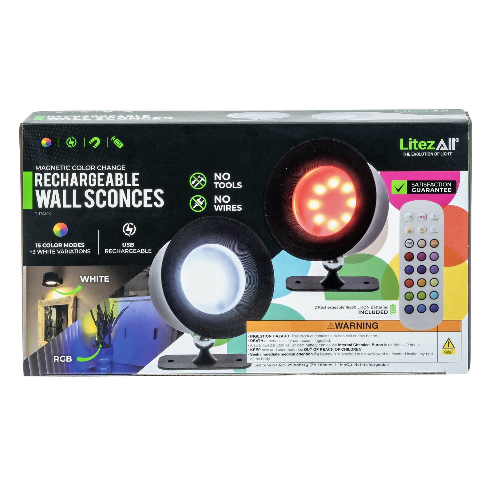 LitezAll® Rechargeable Remote Controlled Wall Sconces - LitezAll - Home Accents - 36