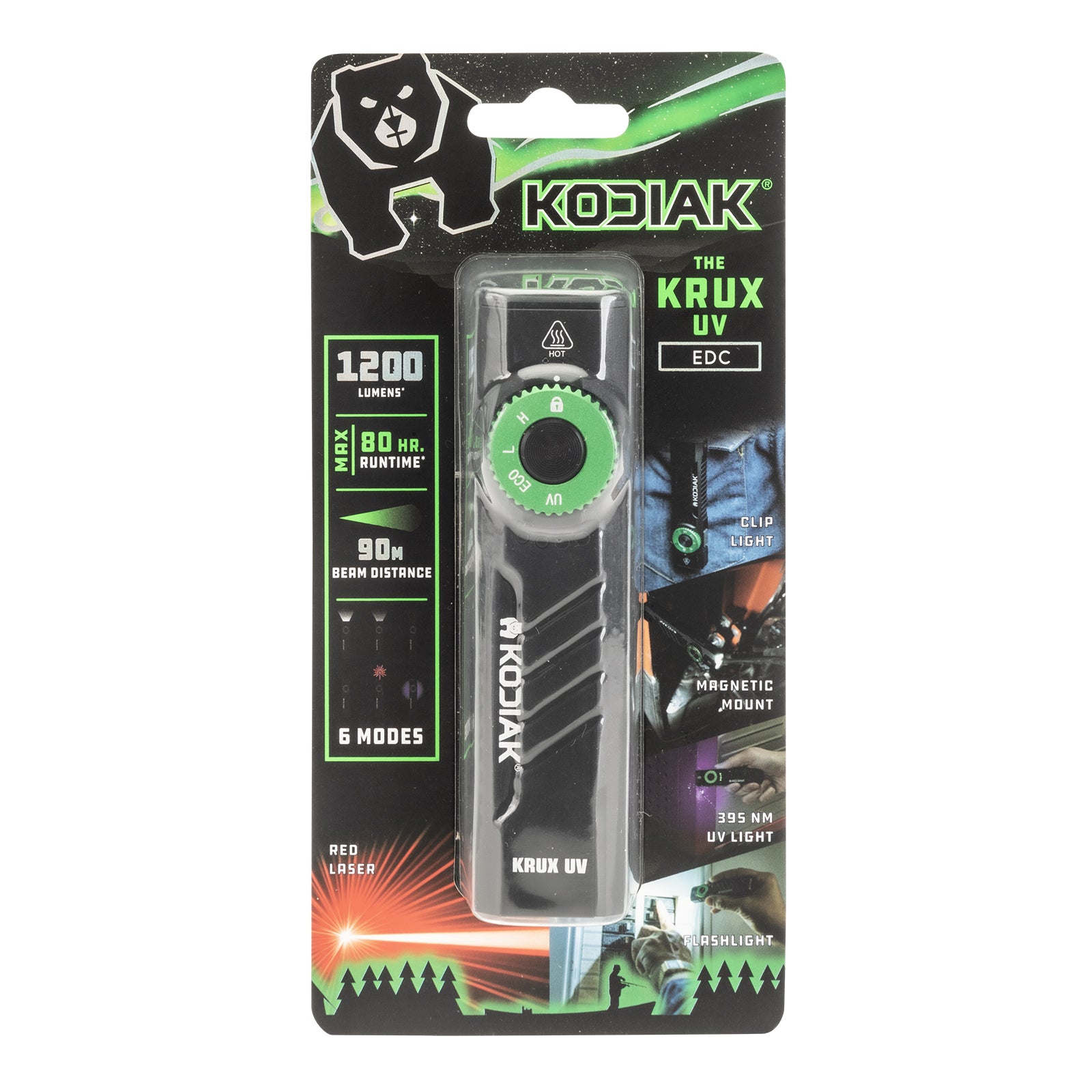Kodiak® Krux Rechargeable Low Profile Flashlight with UV and Red Laser - LitezAll - Flashlights - 48