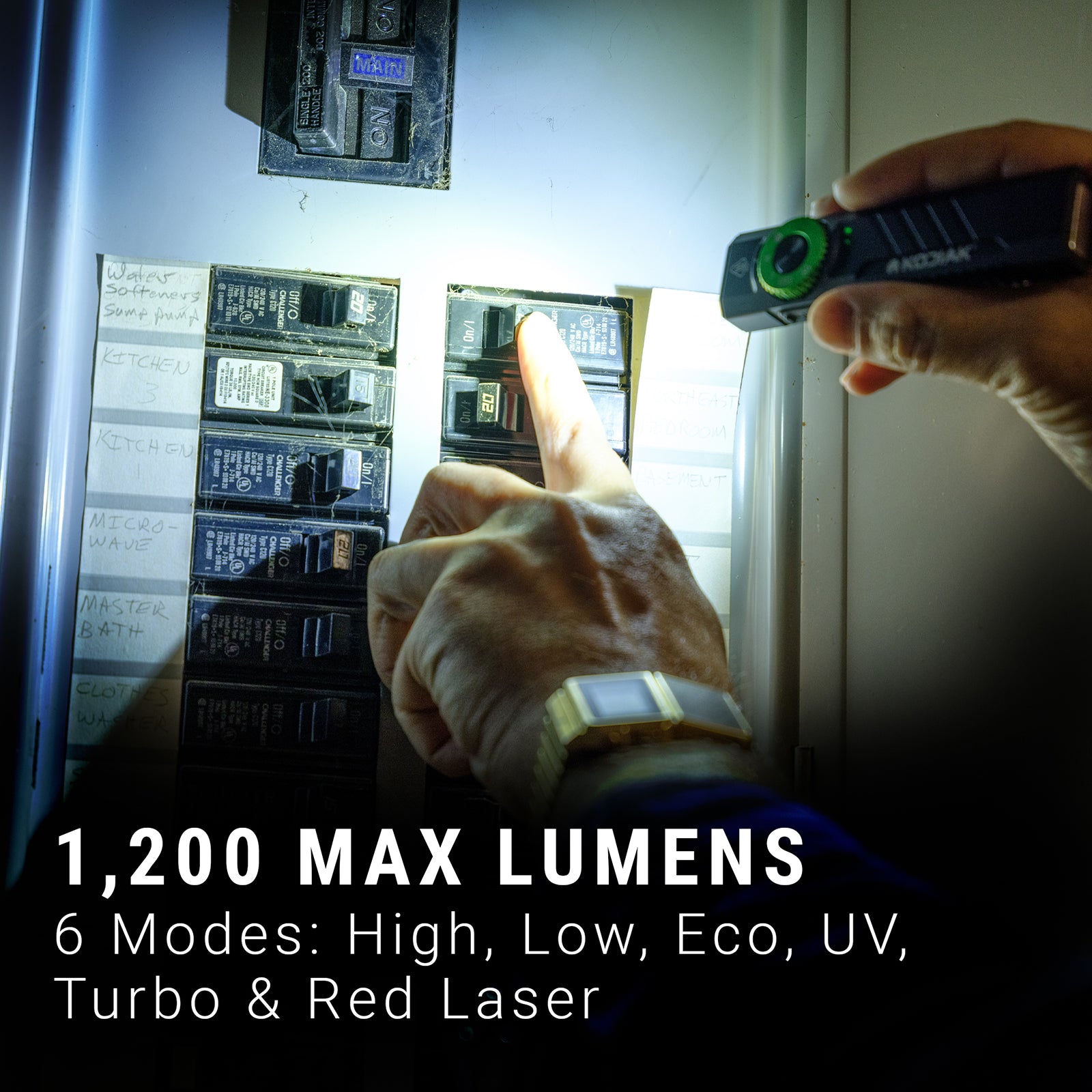 Kodiak® Krux Rechargeable Low Profile Flashlight with UV and Red Laser - LitezAll - Flashlights - 4