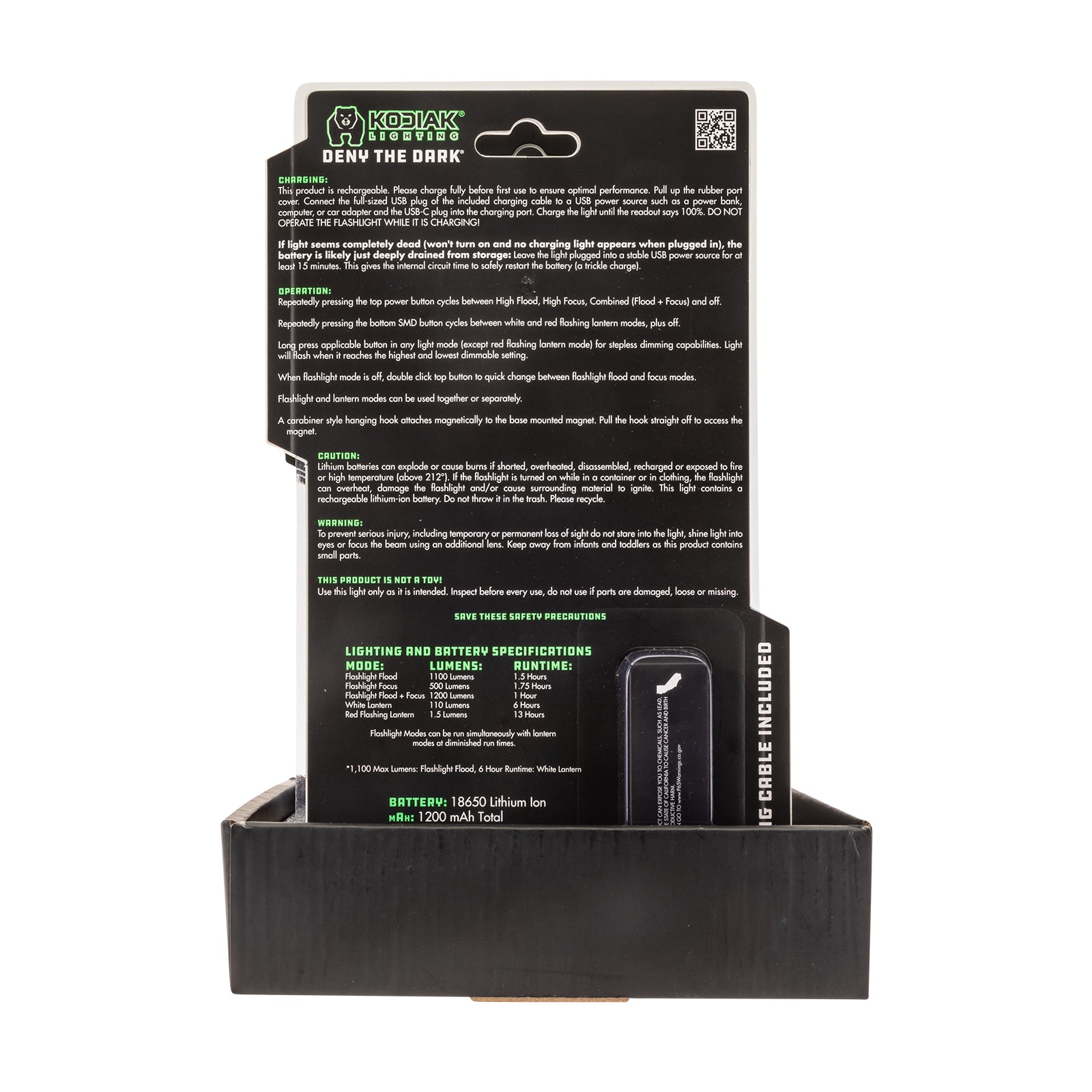 Kodiak® Kavern 1100 Lumen Smart Focus Rechargeable Flashlight - Lantern - LitezAll - Tactical Flashlights - 35