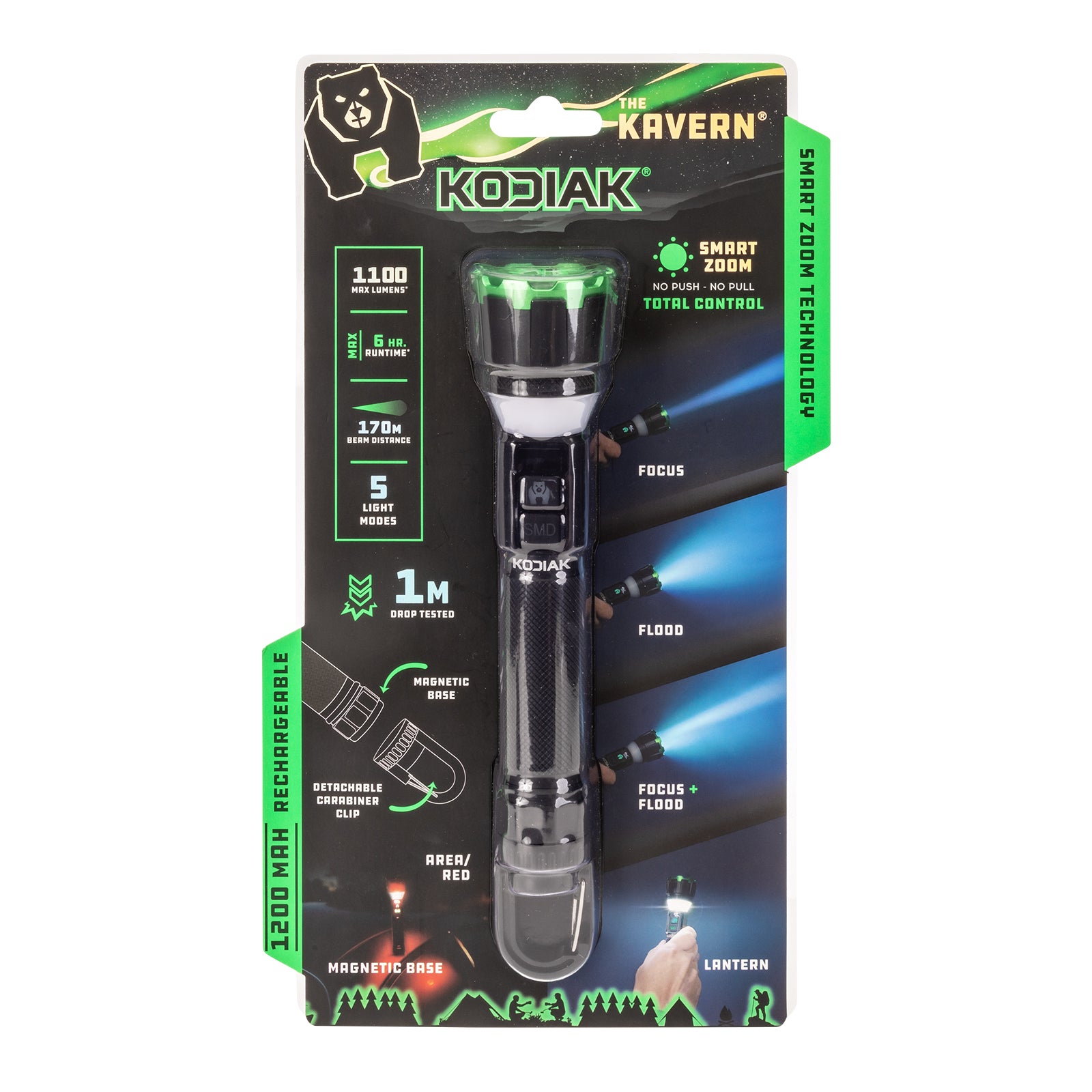 Kodiak® Kavern 1100 Lumen Smart Focus Rechargeable Flashlight - Lantern - LitezAll - Tactical Flashlights - 40