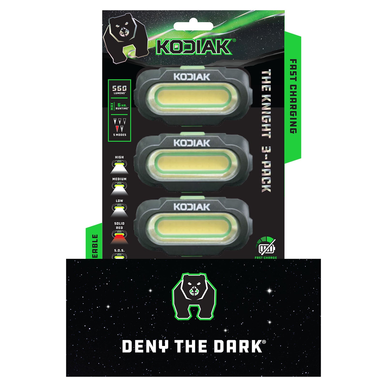 Kodiak® Knight Rechargeable 560 Lumen 5 Mode Headlamp 3 Pack - LitezAll - 1