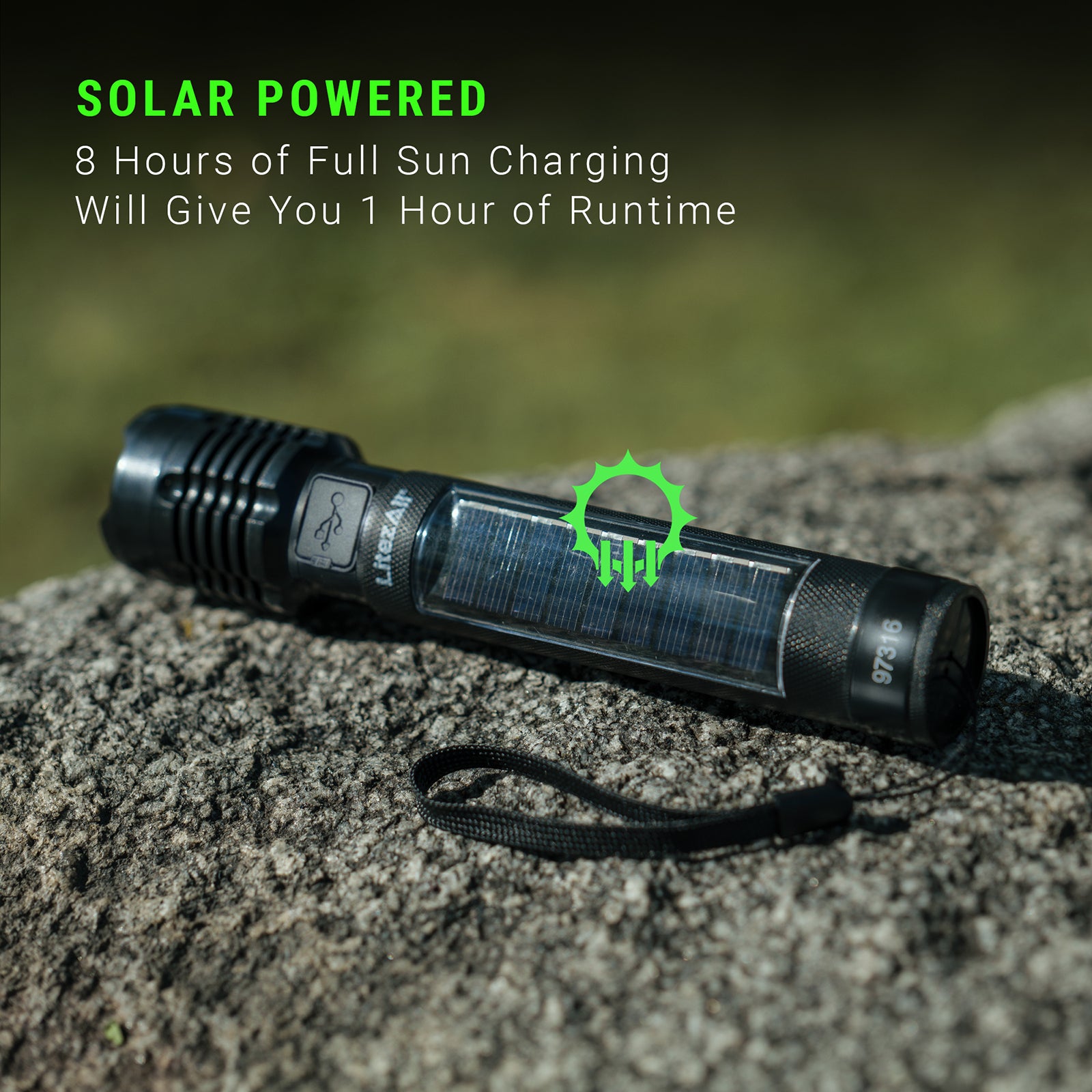 LitezAll® Bask Solar Powered & USB Rechargeable Flashlight - LitezAll - 3