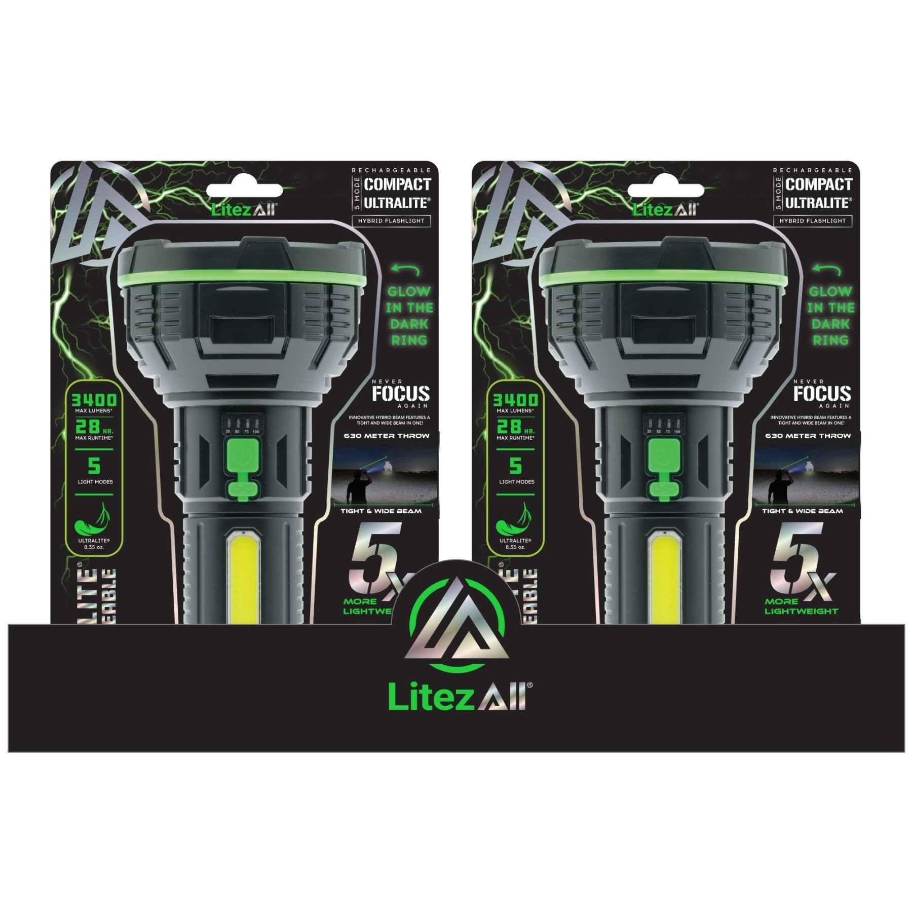 LitezAll® Rechargeable Ultralite® Hybrid Beam Flashlight - LitezAll - 1