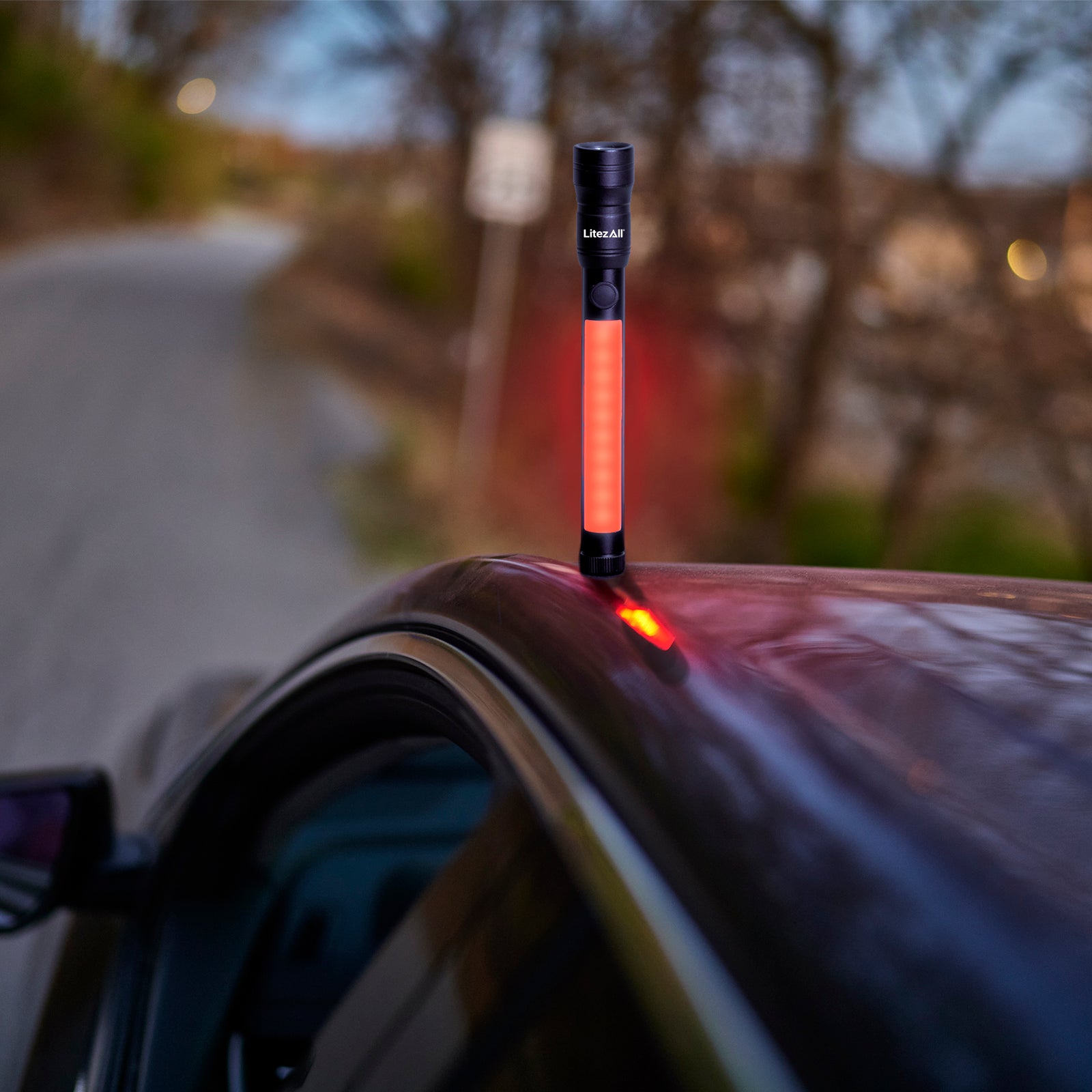 LitezAll Icy Light Ice Scraper with integrated red flashing warning light