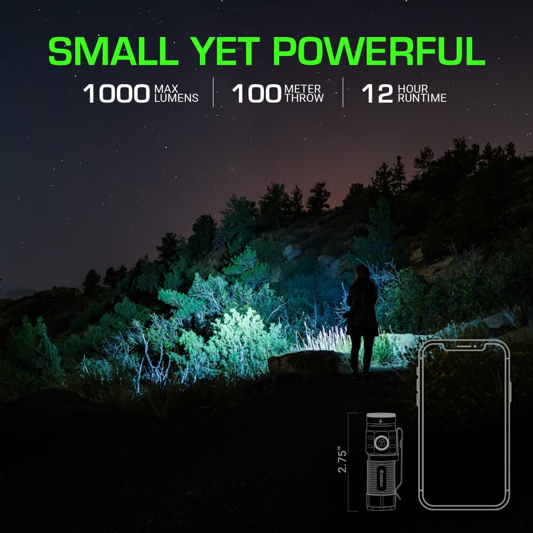 Kodiak® KUB Rechargeable Compact Flashlight 1000 Lumens - LitezAll - Tactical Flashlights - 5