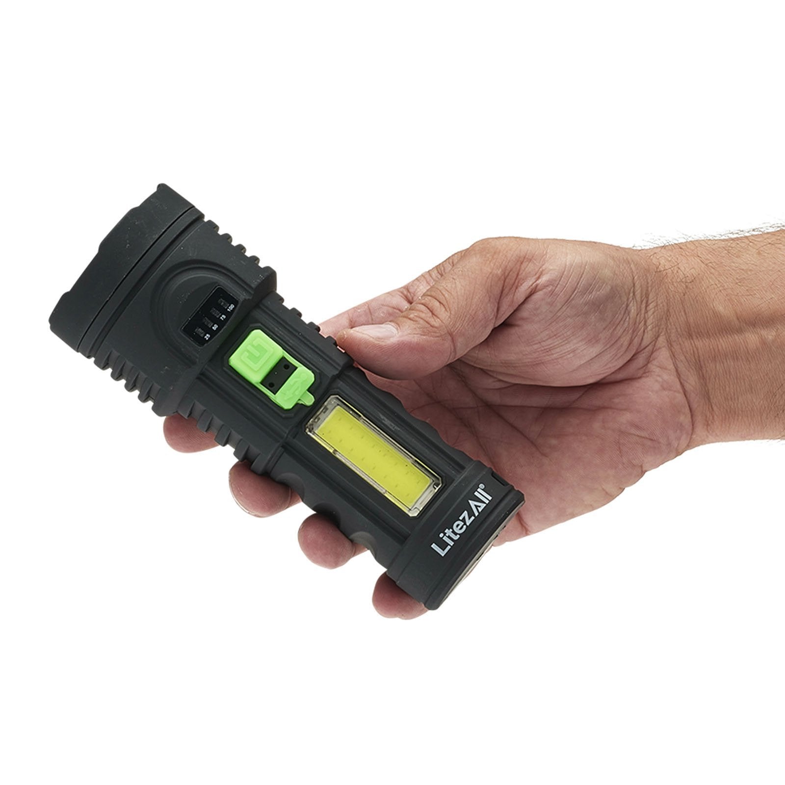 LitezAll TPR Coated Rechargeable Flashlight with Work Light - LitezAll - Tactical Flashlights - 1
