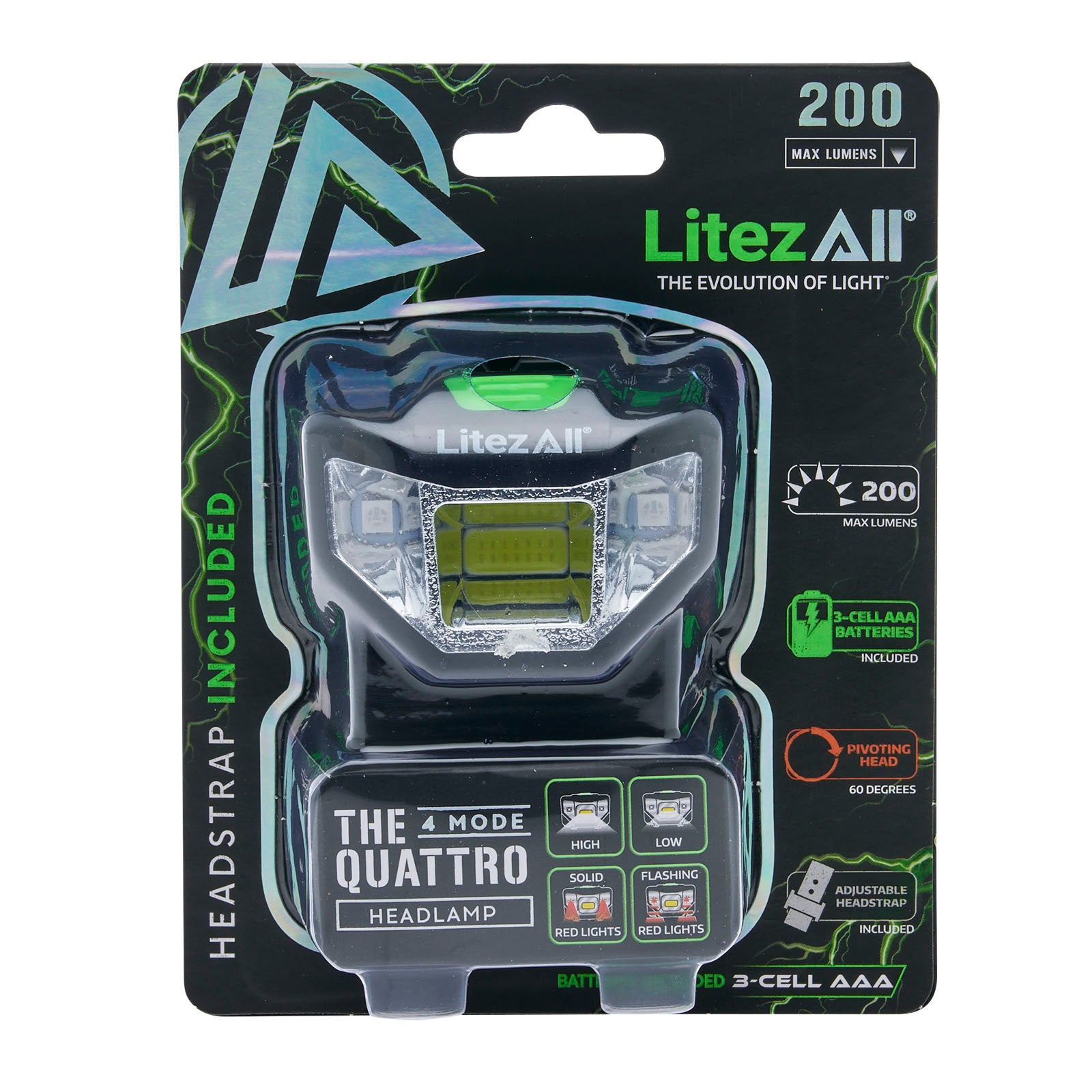 LitezAll Quattro 4 Mode LED Head Lamp