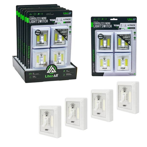 LitezAll COB LED Wireless Mini Light Switch 4 Pack - LitezAll