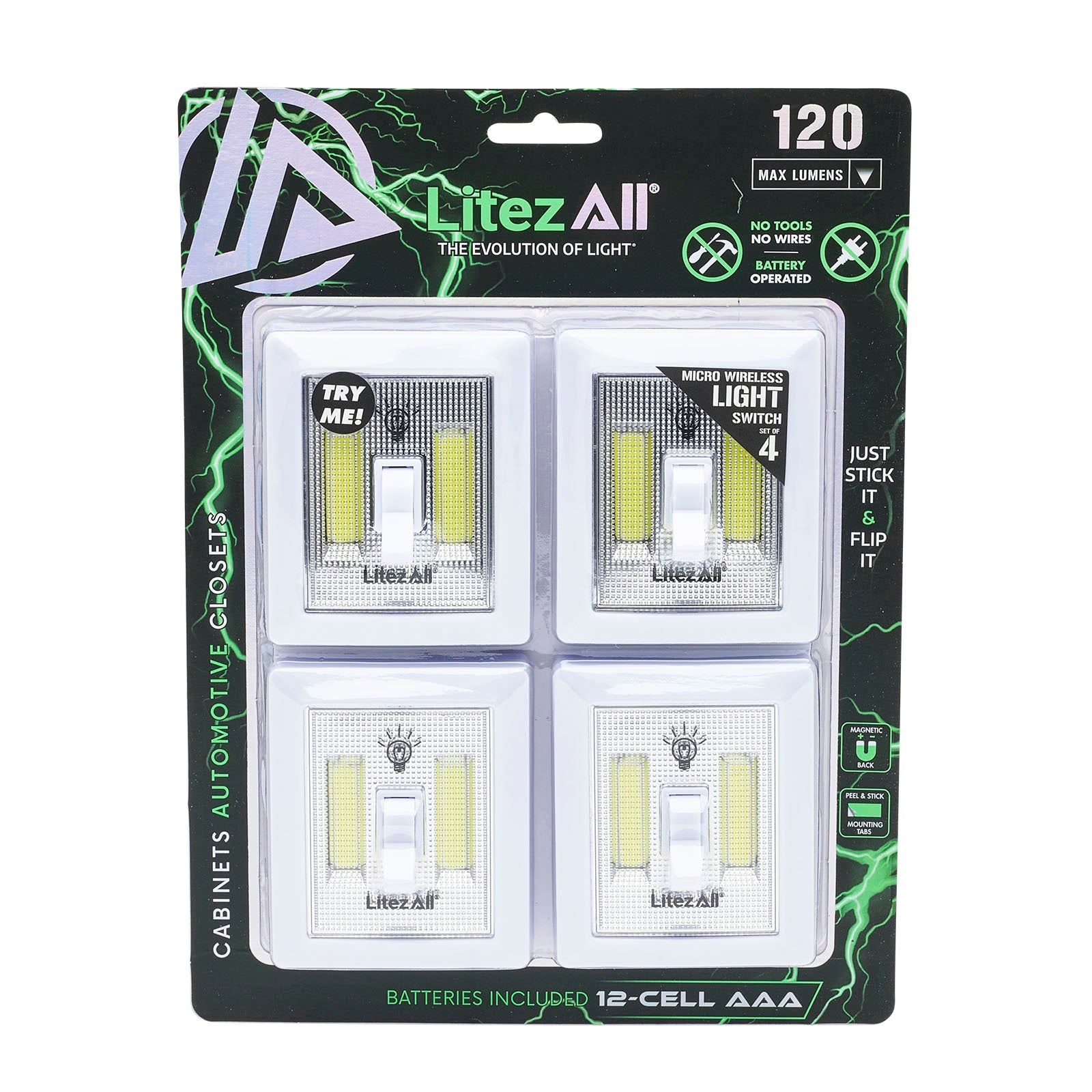 LitezAll COB LED Wireless Mini Light Switch 4 Pack - LitezAll - 25