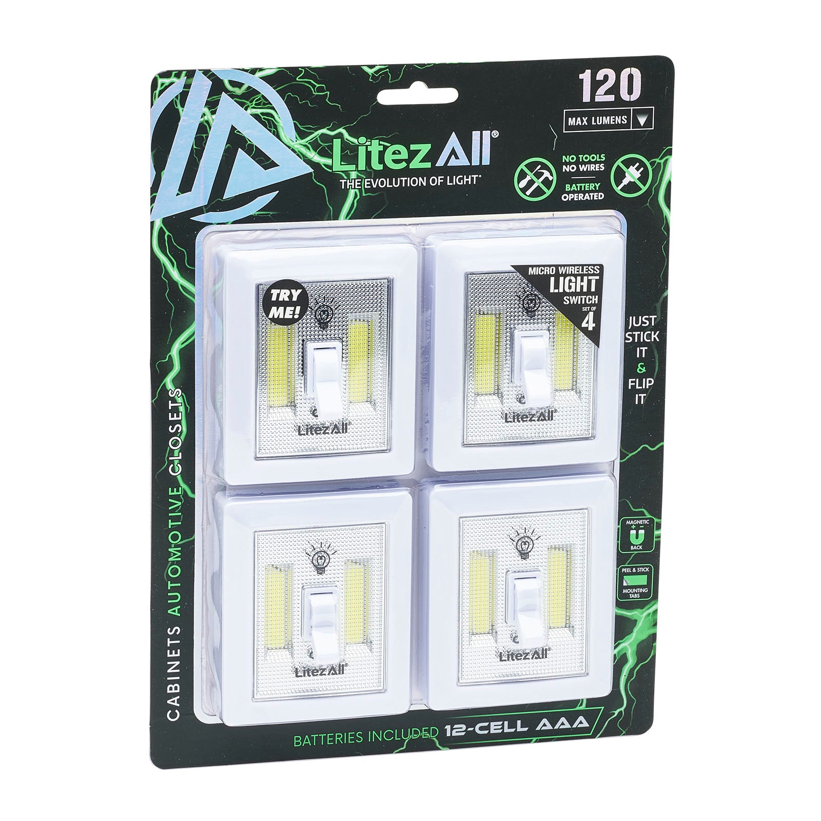 LitezAll COB LED Wireless Mini Light Switch 4 Pack - LitezAll - 26