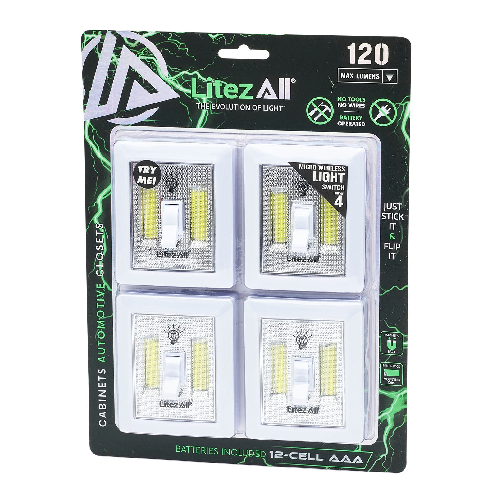 LitezAll COB LED Wireless Mini Light Switch 4 Pack - LitezAll - 27