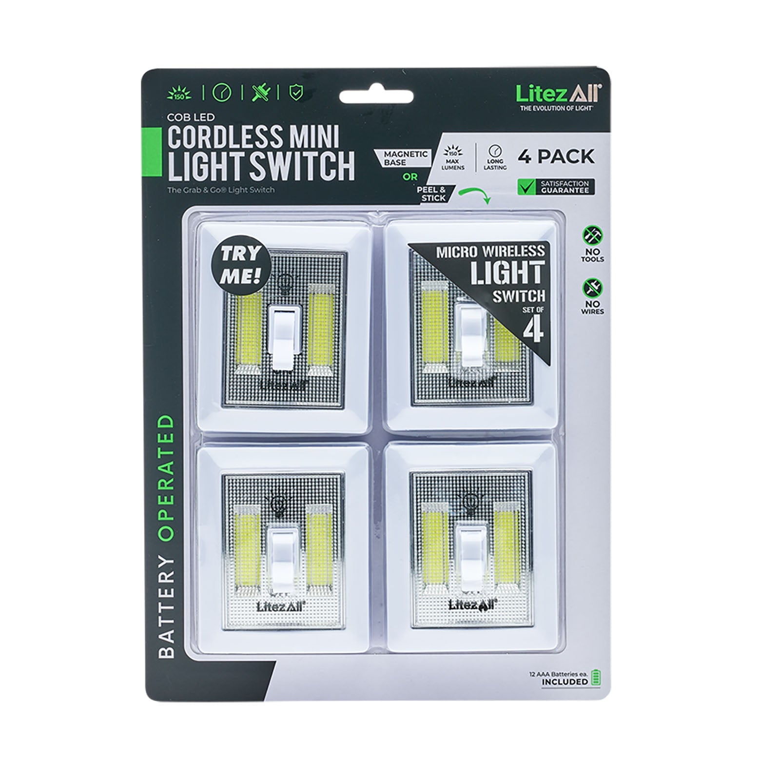 LitezAll® COB LED Wireless Mini Light Switch 4 Pack - LitezAll - 28