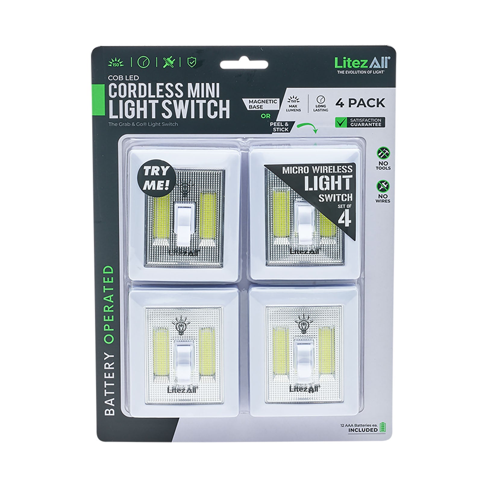 LitezAll® COB LED Wireless Mini Light Switch 4 Pack - LitezAll - 29