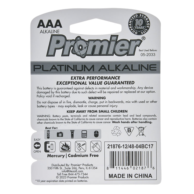 Promier® AAA Platinum Alkaline Battery 4 Pack