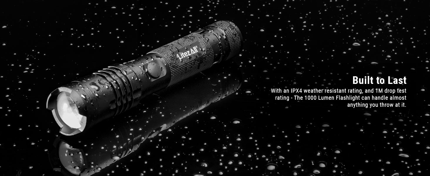 LitezAll 1000 Lumen Rechargeable Tactical Flashlight