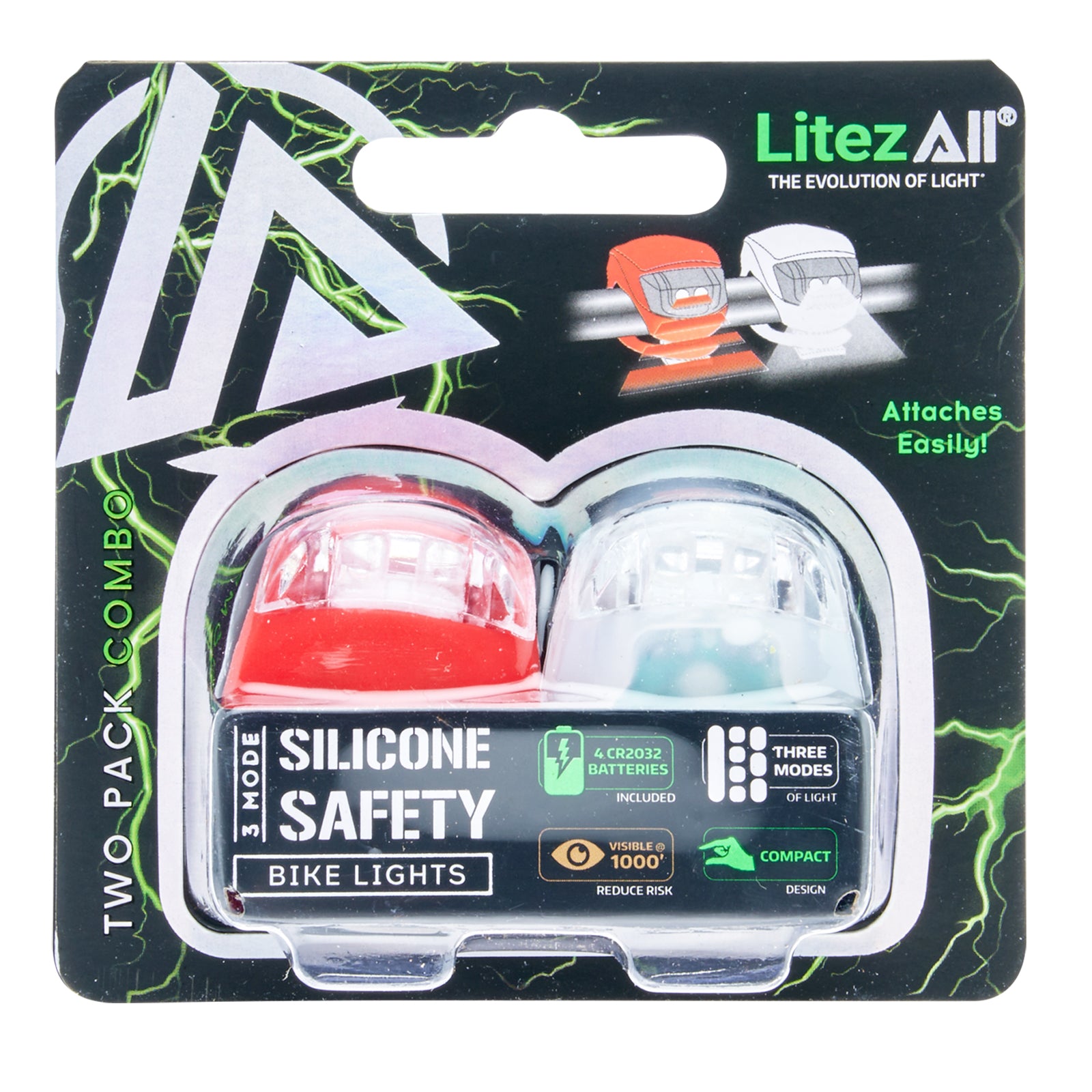 LitezAll LED Silicone Bike Safety Lights Headlight and Tail Light - LitezAll - 26