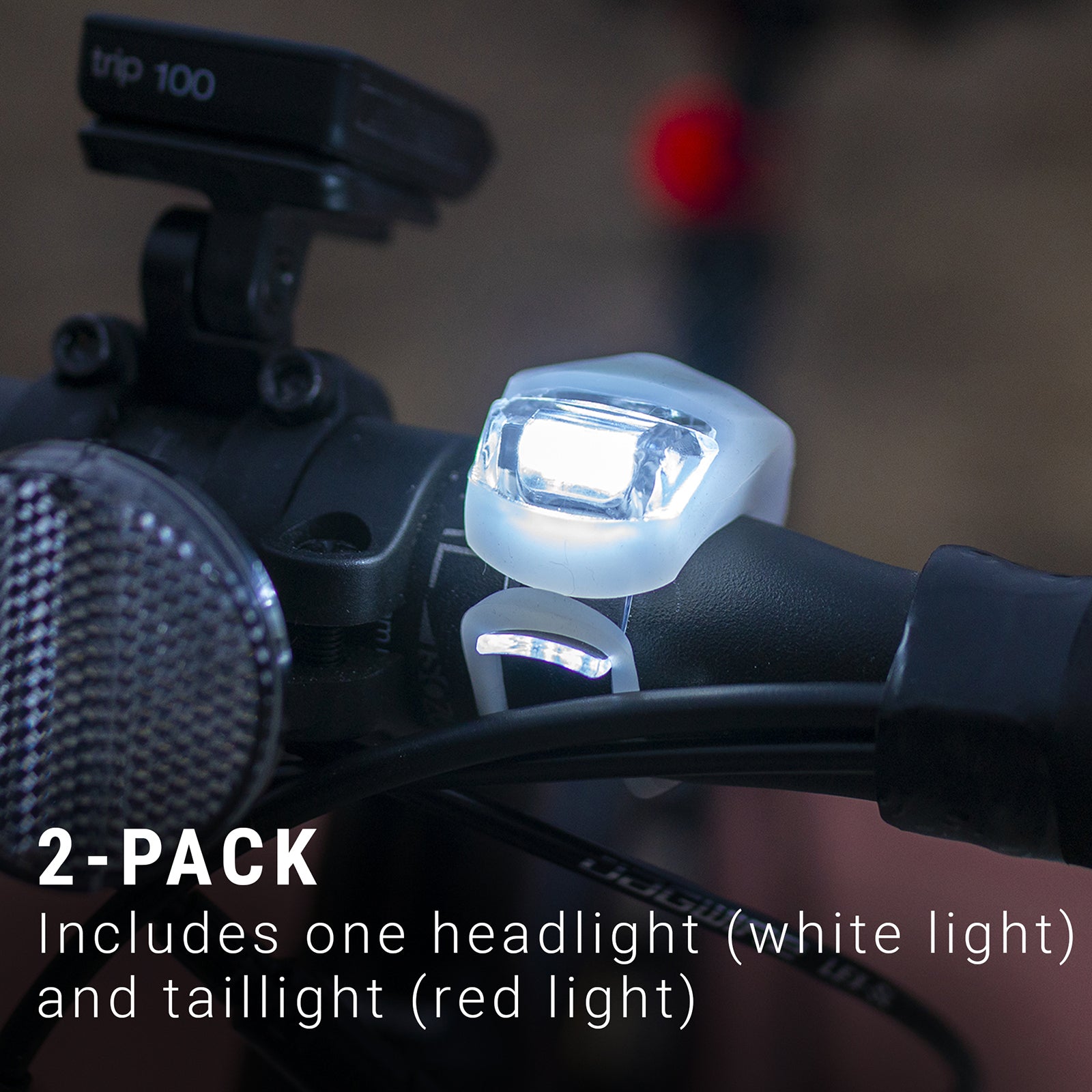 LitezAll LED Silicone Bike Safety Lights Headlight and Tail Light