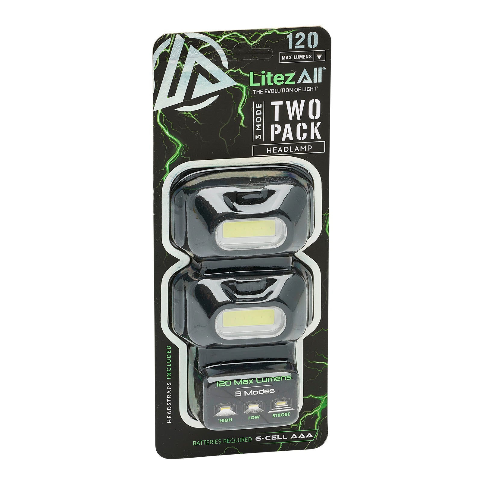 LitezAll 120 Lumen LED Mini Headlamp 2 Pack