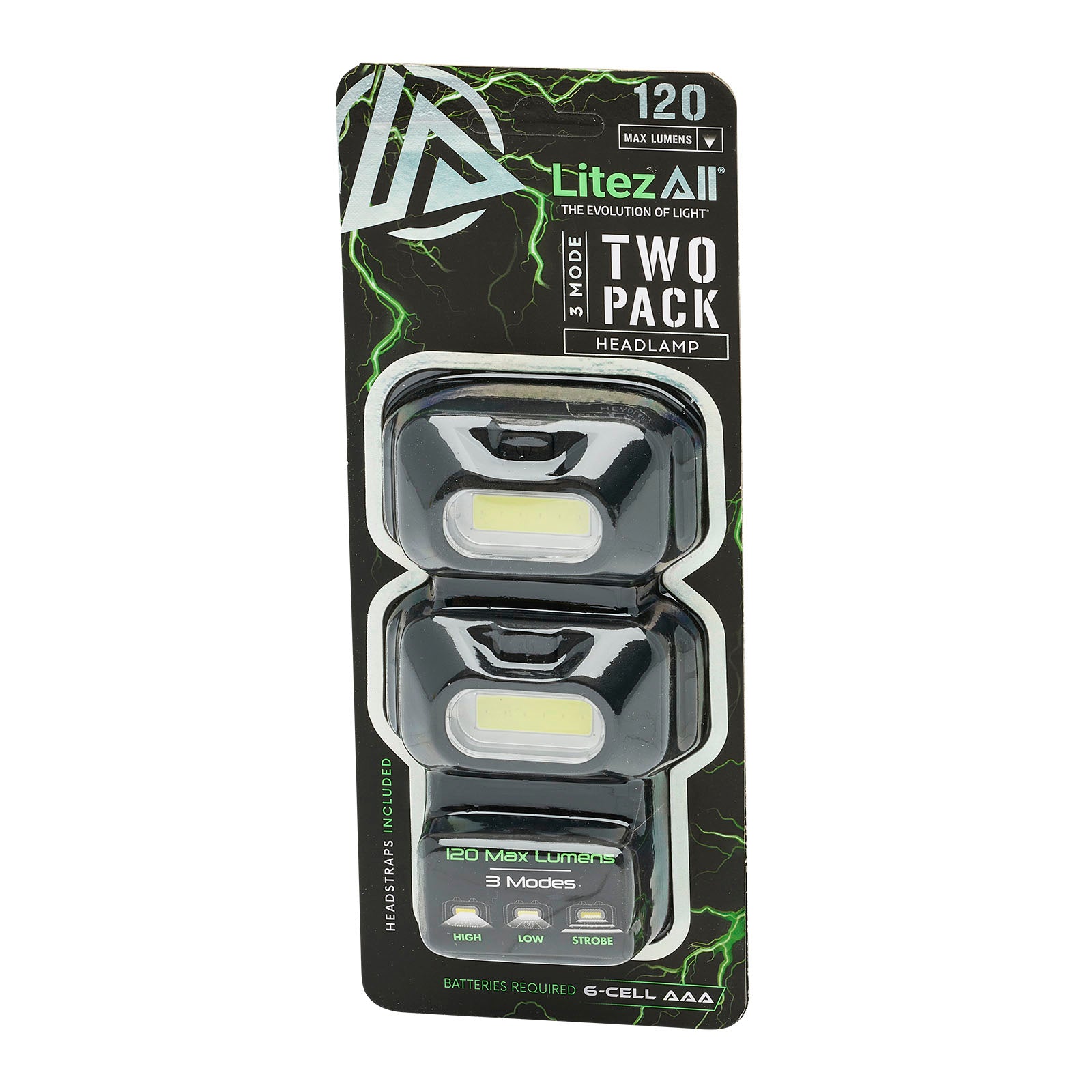 LitezAll 120 Lumen LED Mini Headlamp 2 Pack - LitezAll